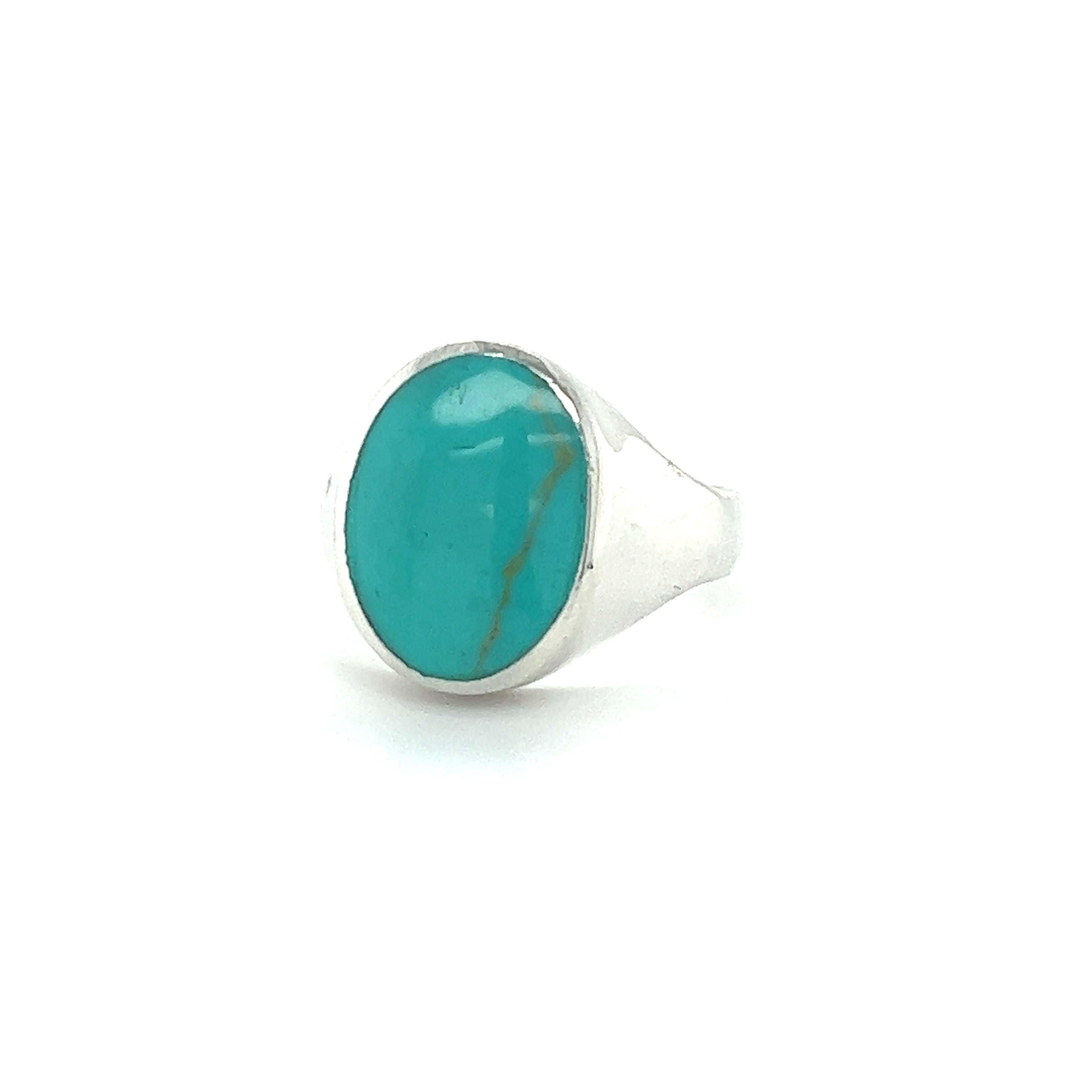 A minimalist sterling silver ring with a Sleek Oval Inlaid Stone Signet Ring.