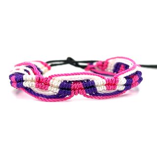 A bright pink adjustable Colorful Friendship Bracelet on a white background from the Super Silver brand.