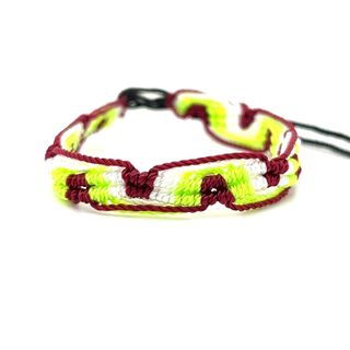 An adjustable Colorful Friendship Bracelet with bright yellow and green braids on a white background from the Super Silver brand.