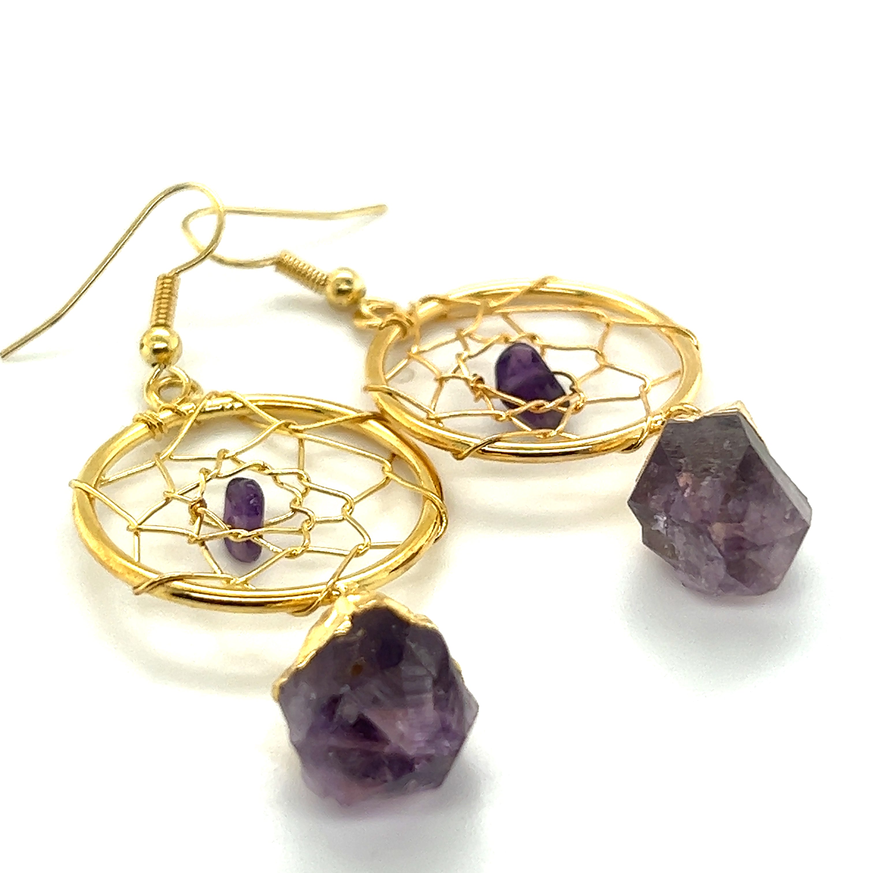 Raw Crystal Dream Catcher earrings with a touch of boho elegance from Super Silver.