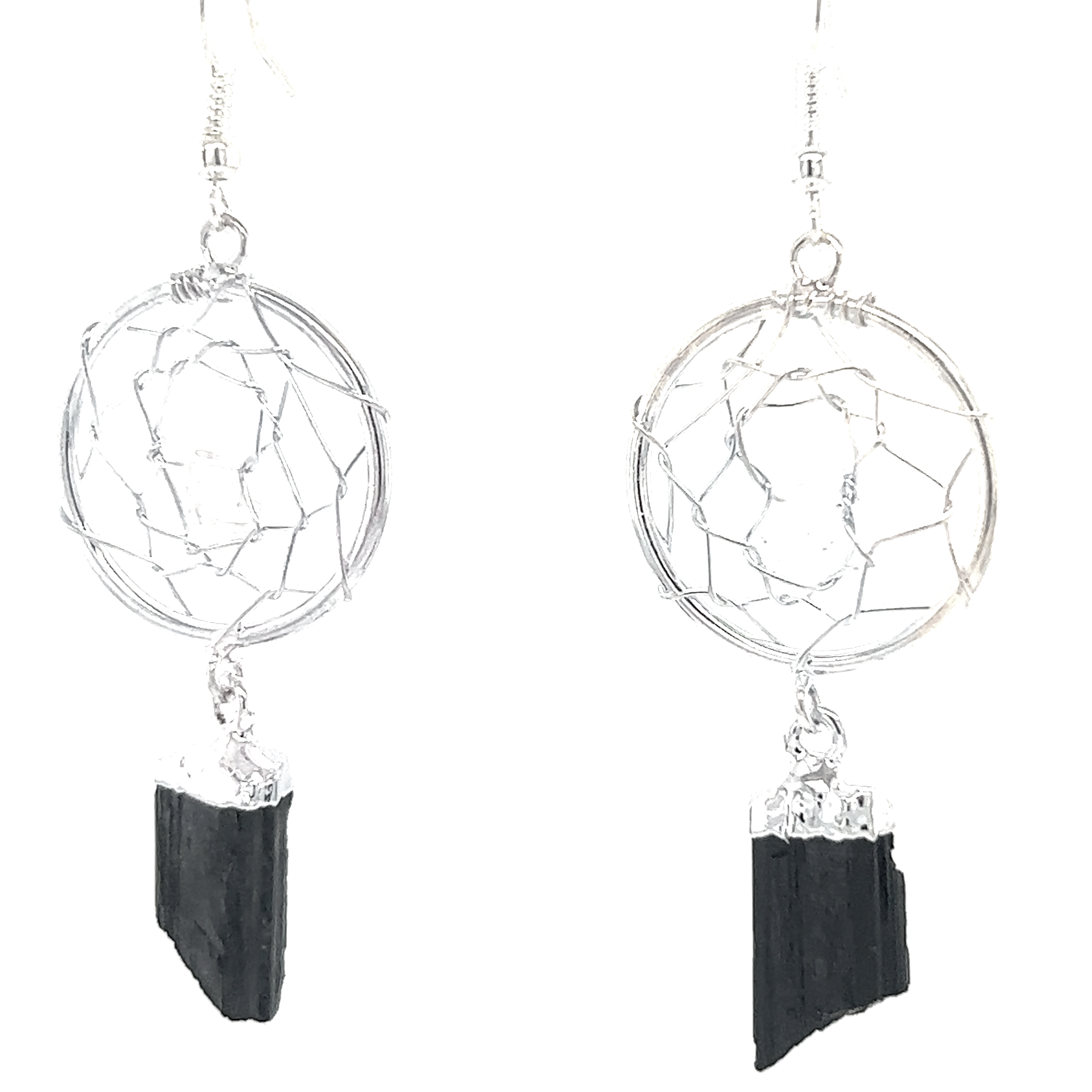 Super Silver's Raw Crystal Dream Catcher Earrings embody boho elegance and gemstone beauty.