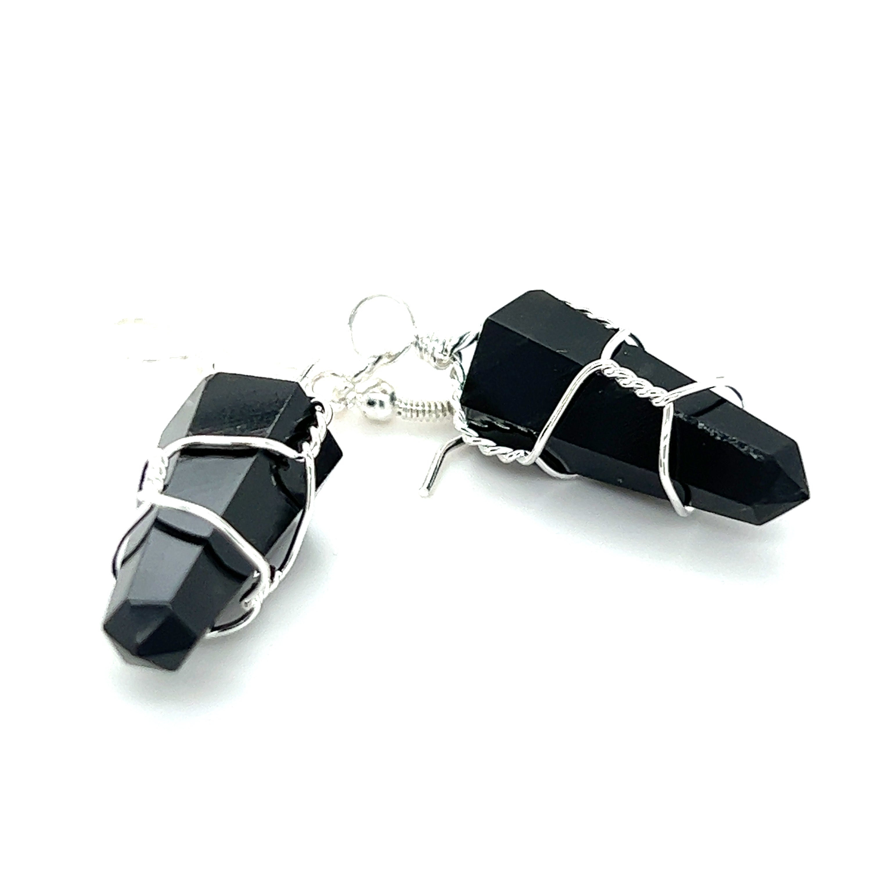 A pair of Super Silver Wire Wrapped Stone Earrings, perfect for everyday wear.