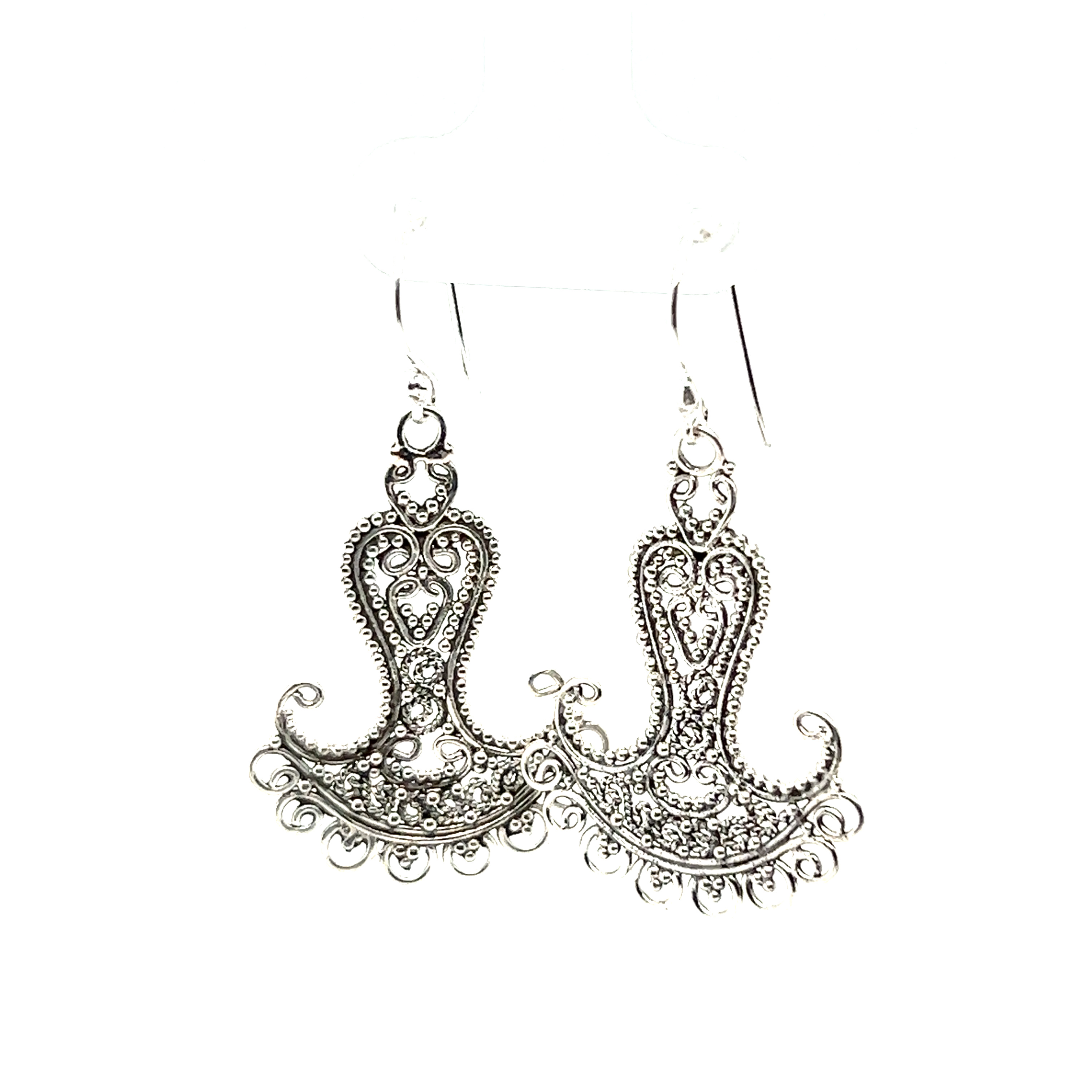 A pair of Handmade Bali Freeform Statement Earrings by Super Silver.