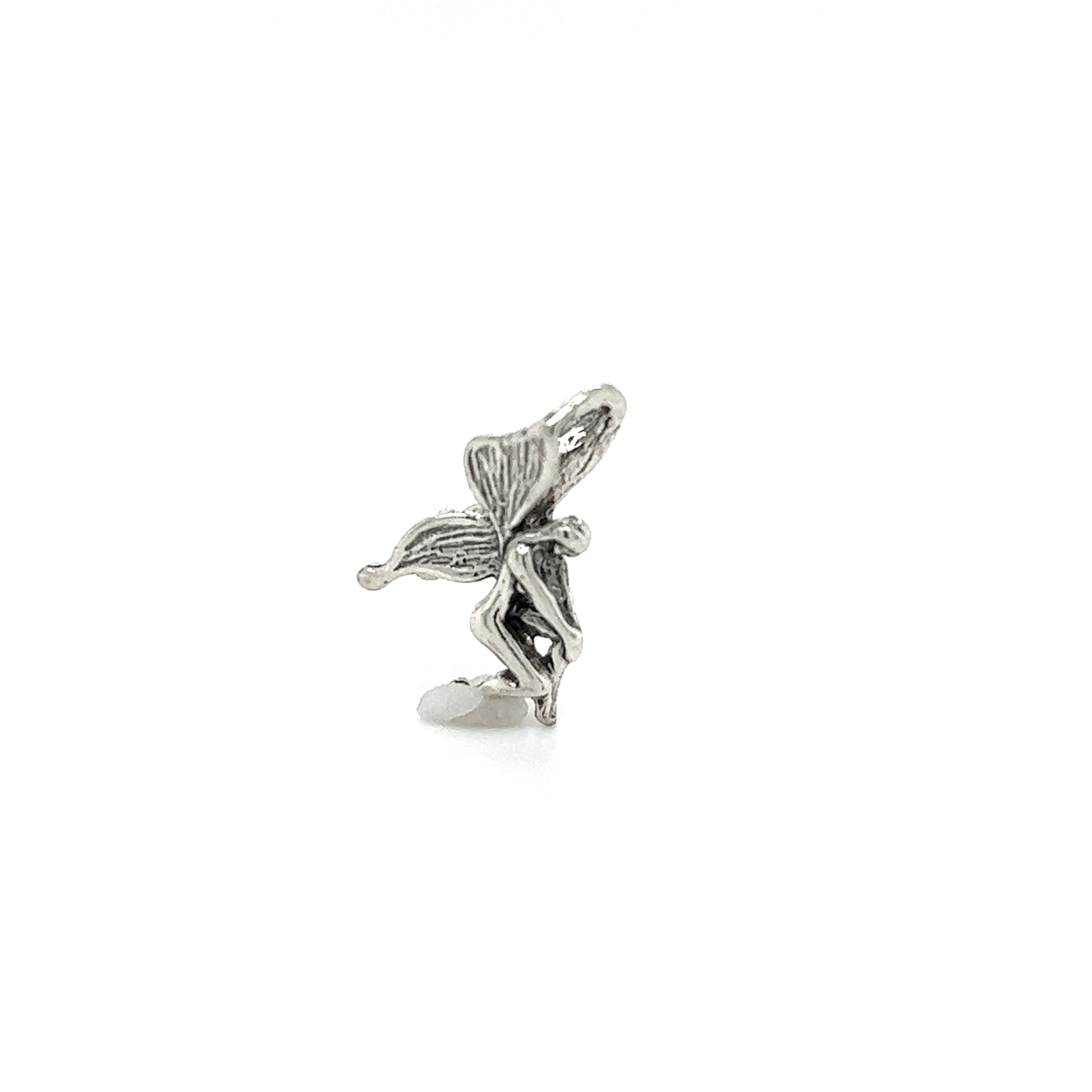A Super Silver Fairy Charms butterfly ring on a white background, radiating enchantment and magic.