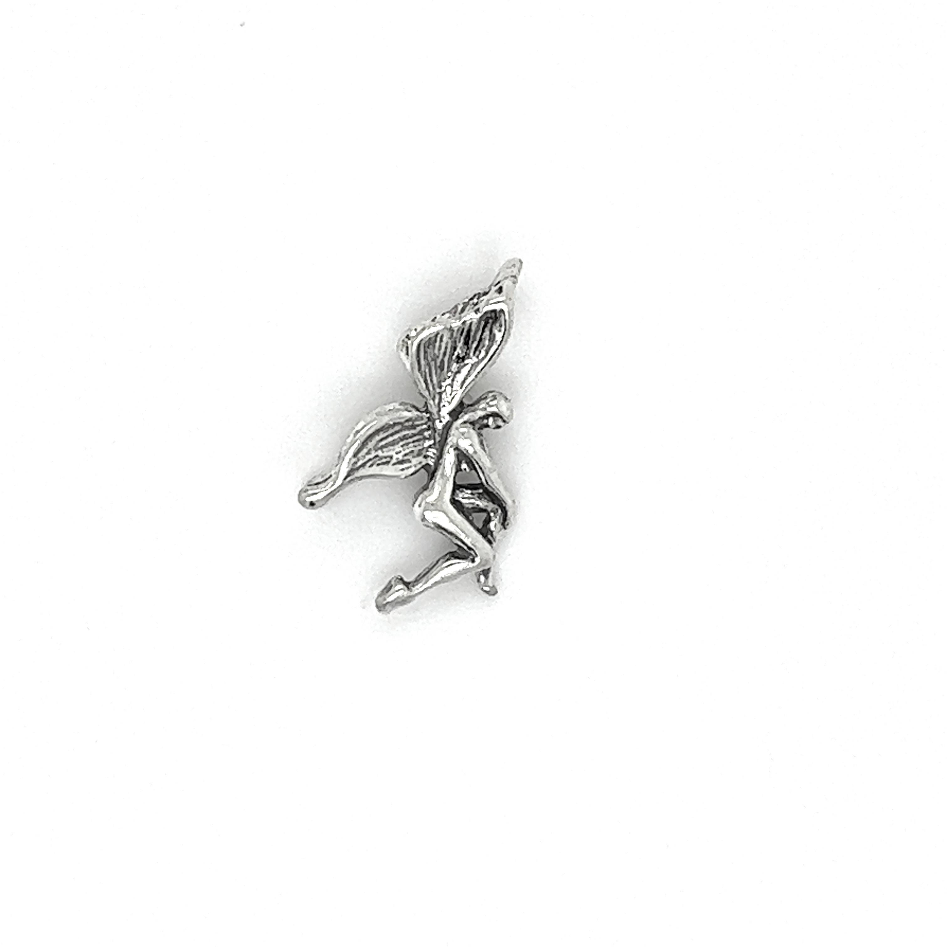 A magical Super Silver fairy pendant on an enchanting white background.