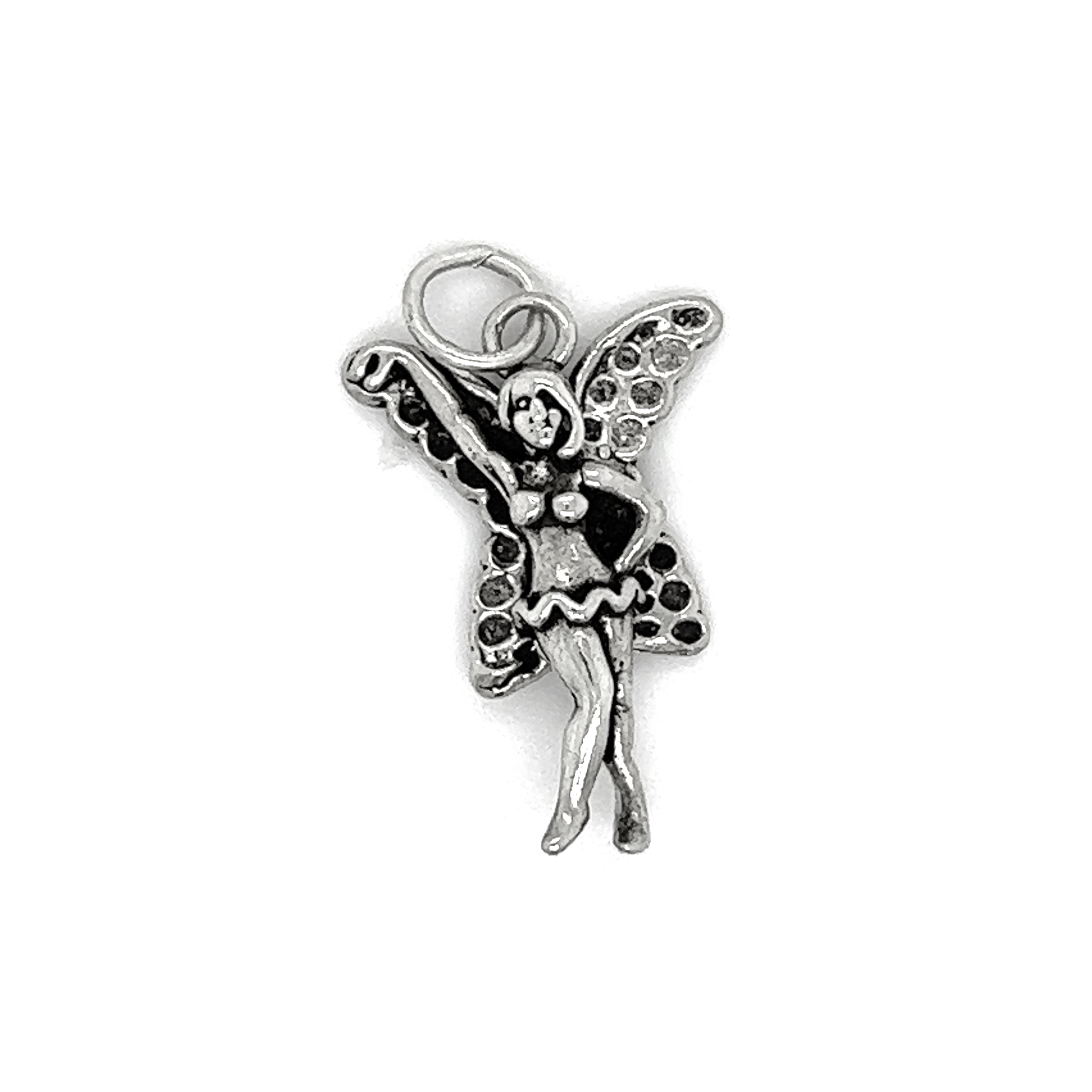 A Super Silver Fairy Charms with enchanting powers on a white background.