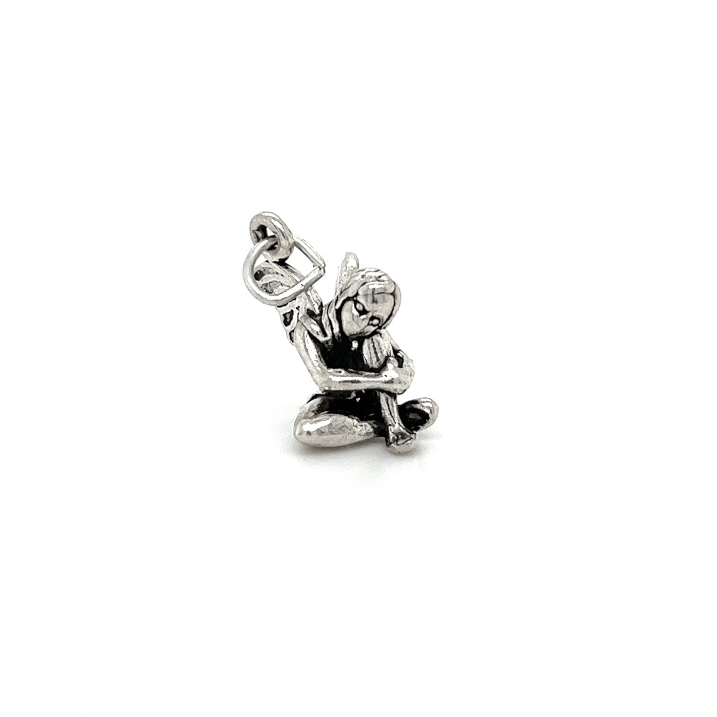 
                  
                    An enchanted Super Silver Fairy Charm with a little boy sitting on it, radiating magic.
                  
                