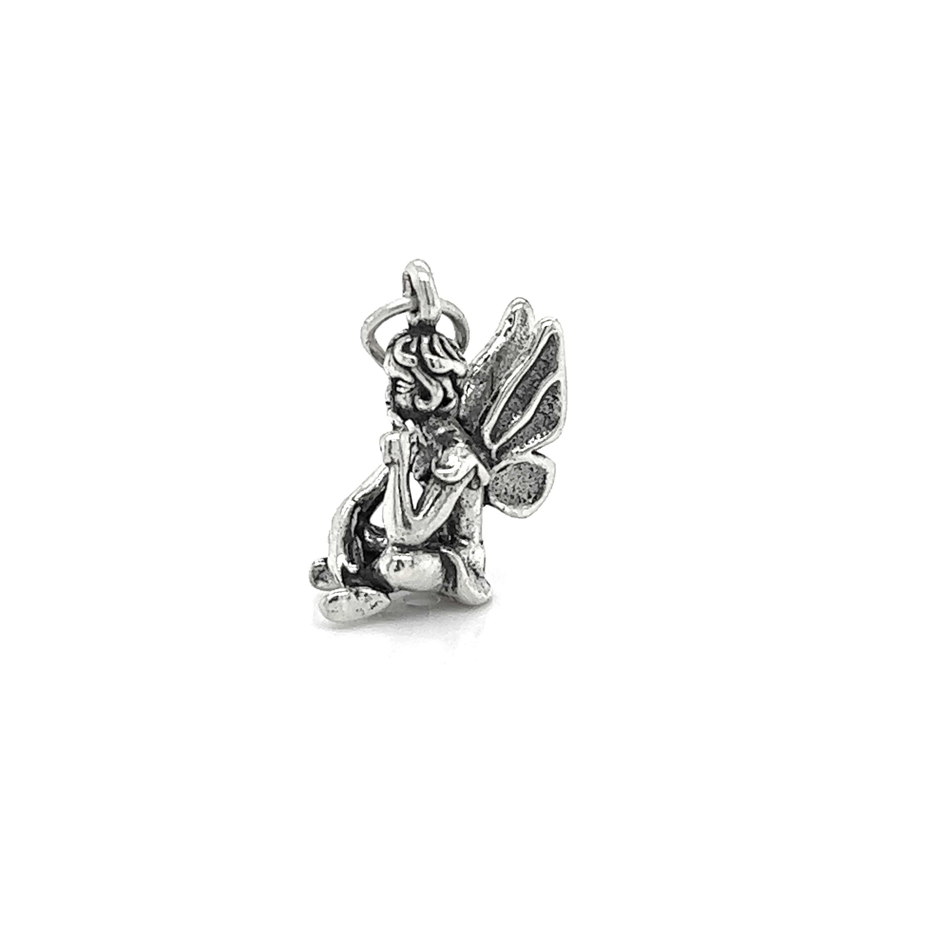 A silver Pixie Charm from the Super Silver Pixie Fairy Charm Collection, against a white background.