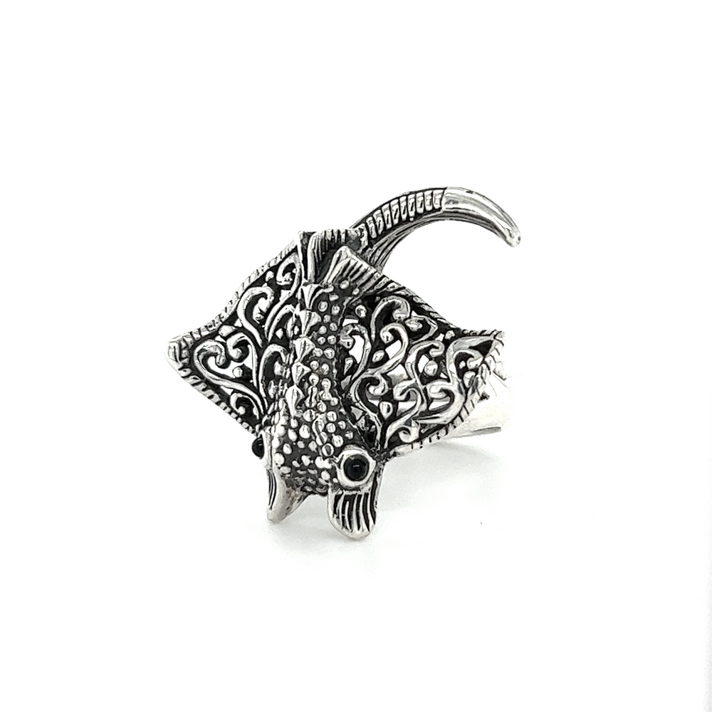
                  
                    A Statement Manta Ray Ring with an ornate artisan design.
                  
                