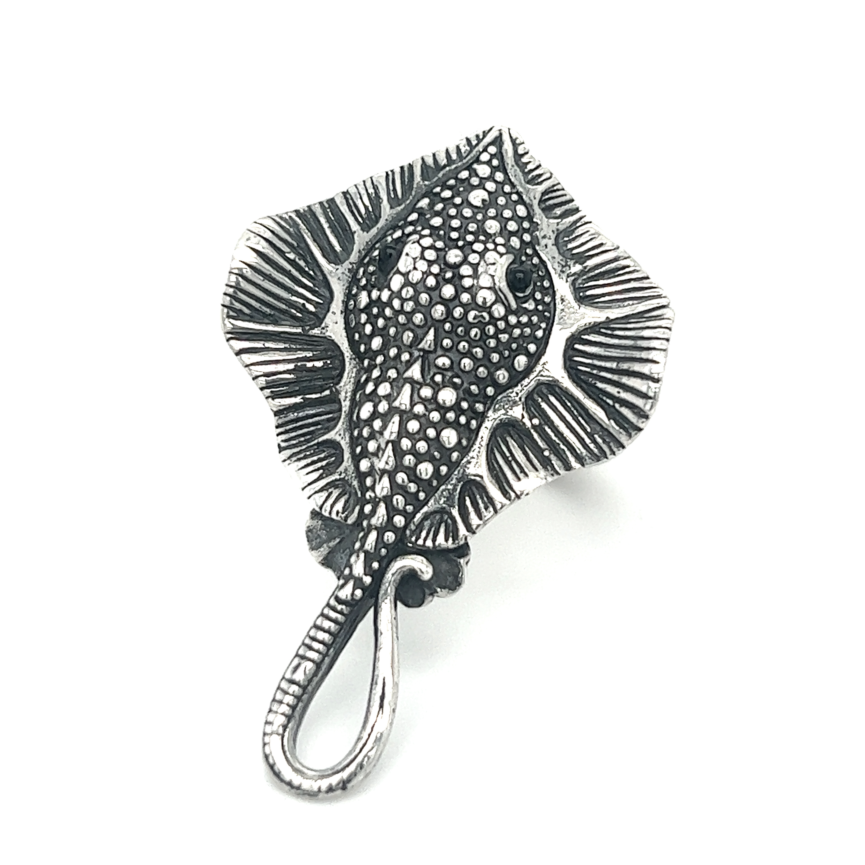 A sterling silver Statement Stingray Ring with a sting ray design.