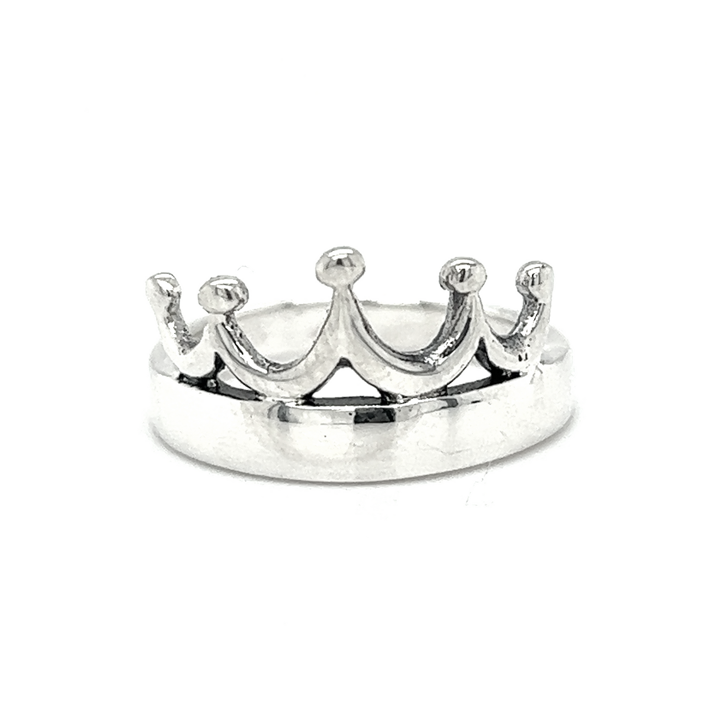 
                  
                    A sleek Super Silver Crown Ring on a white background.
                  
                