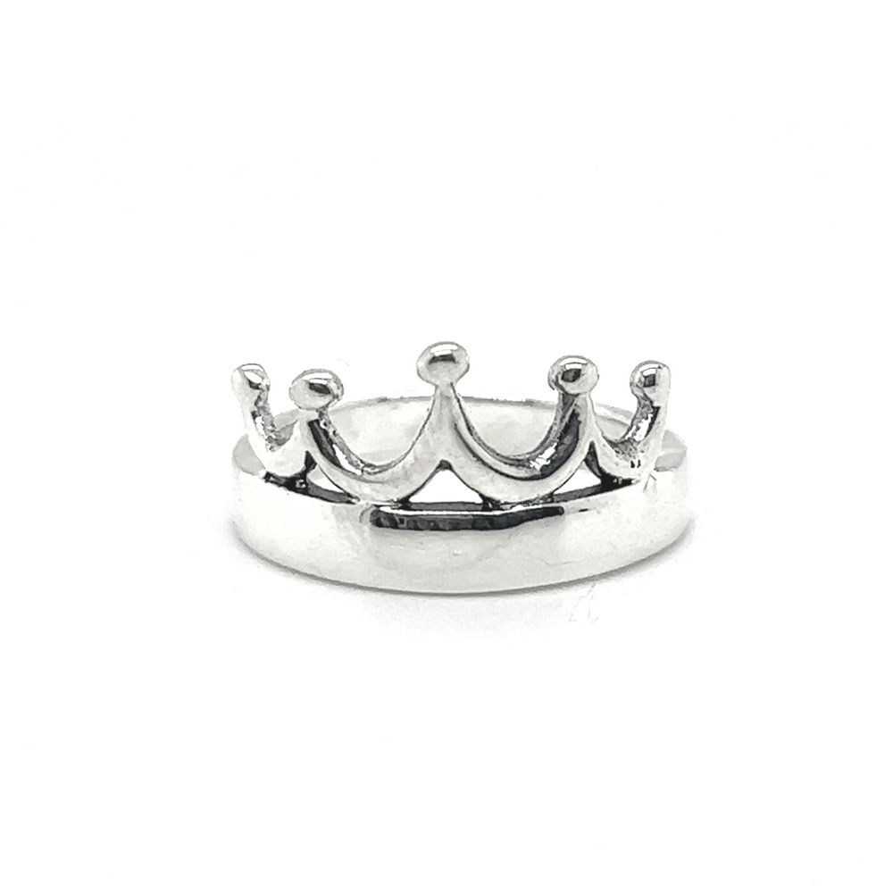 
                  
                    A sleek crown ring by Super Silver on a white background.
                  
                