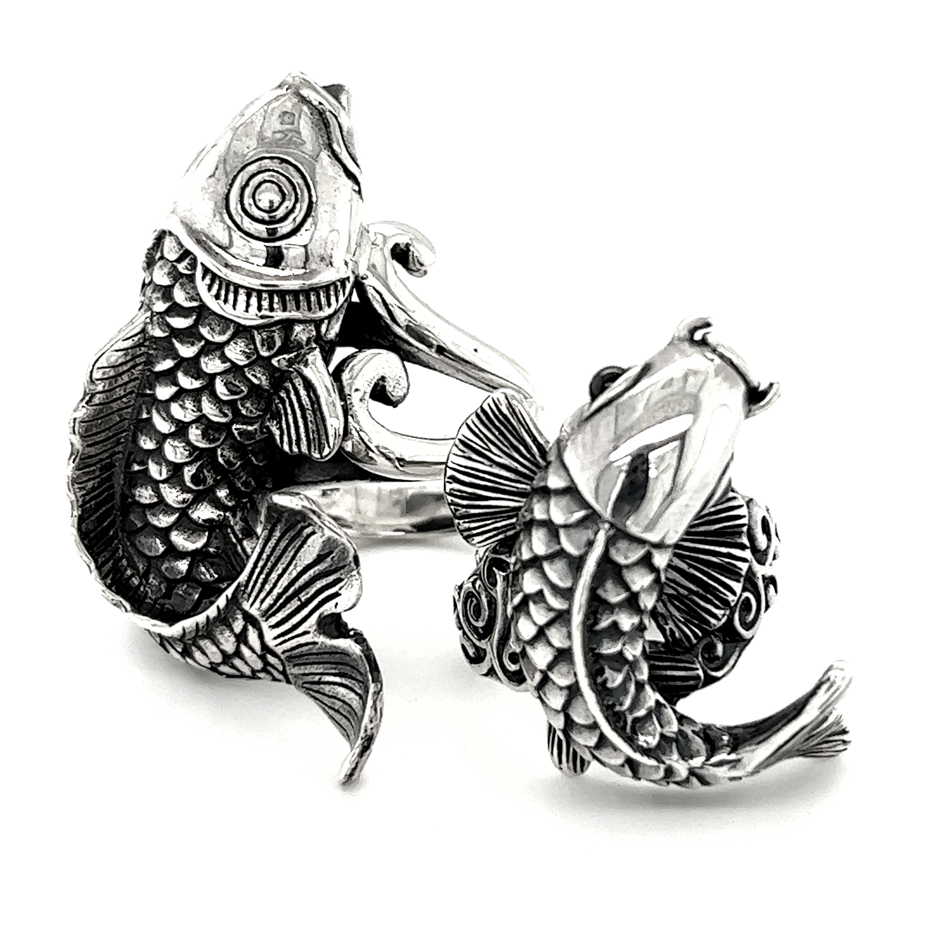 Adjustable Detailed Statement Koi Fish Rings.