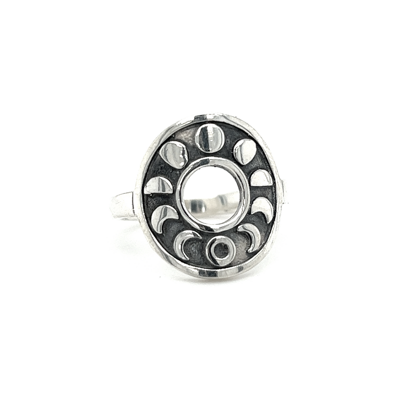 A Super Silver Striking Circular Moon Phases Ring with mystical energy.