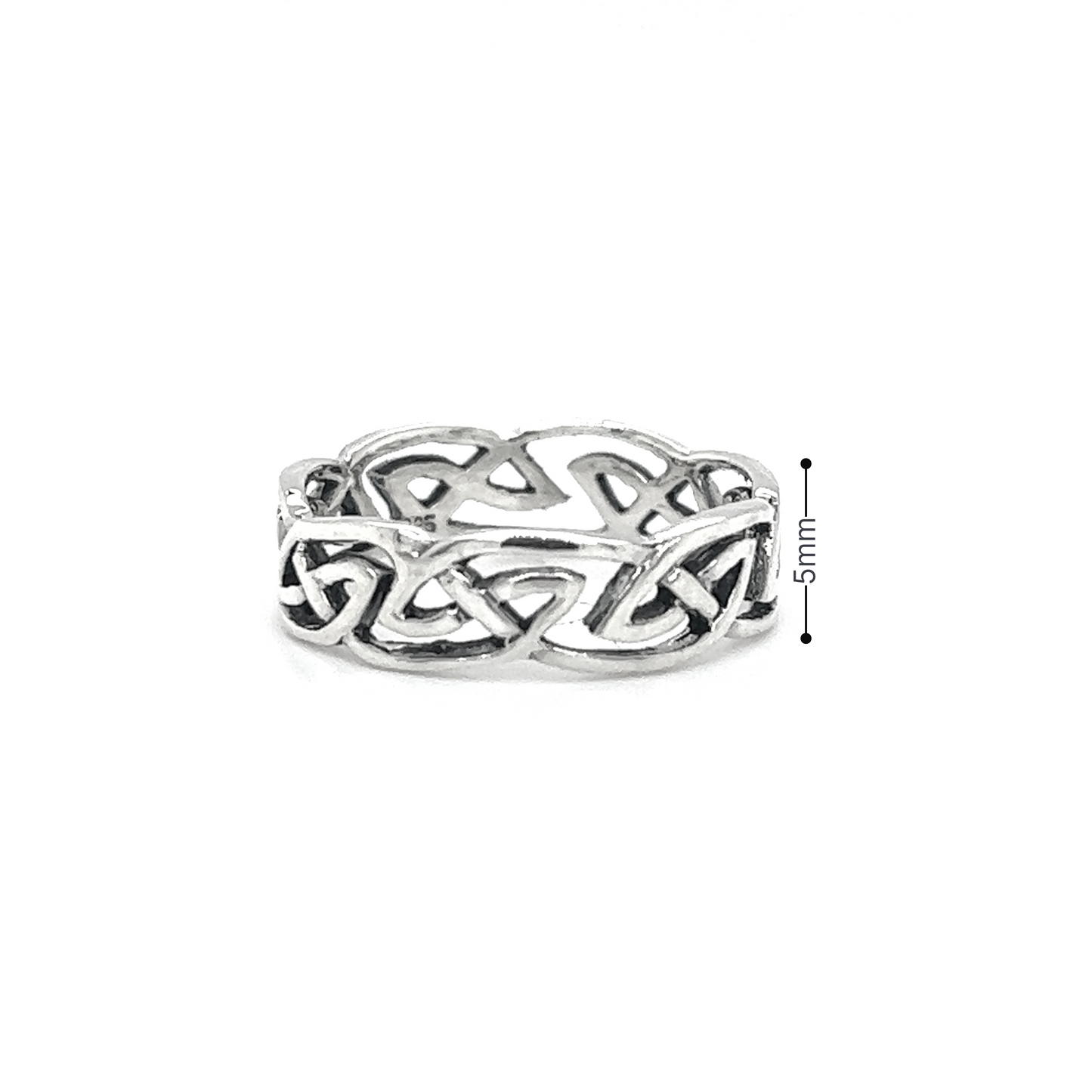 Wavy Celtic Band Ring with ancient intricacies, crafted in .925 Sterling Silver, by Super Silver.