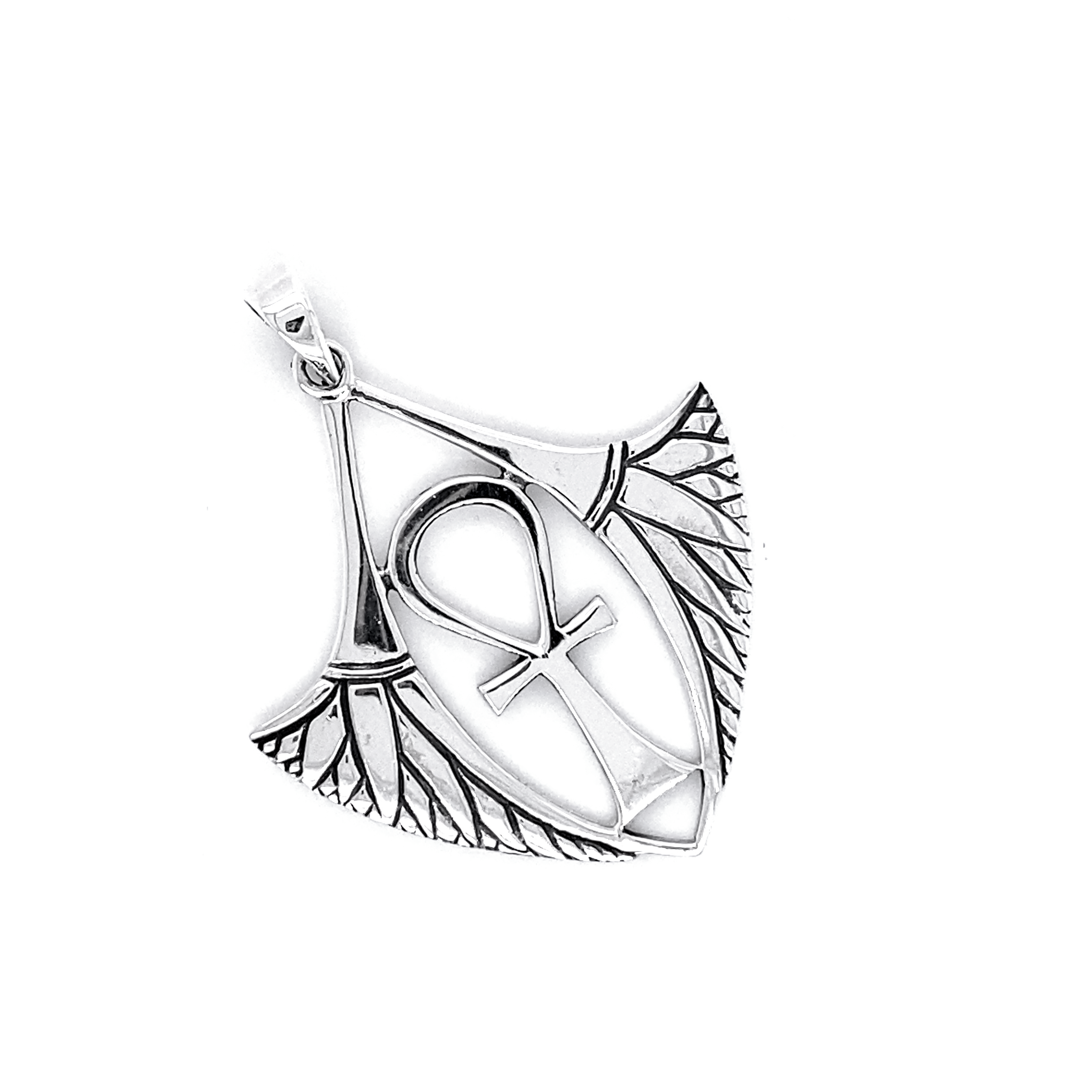 Super Silver Ankh Pendant with Isis Wings.