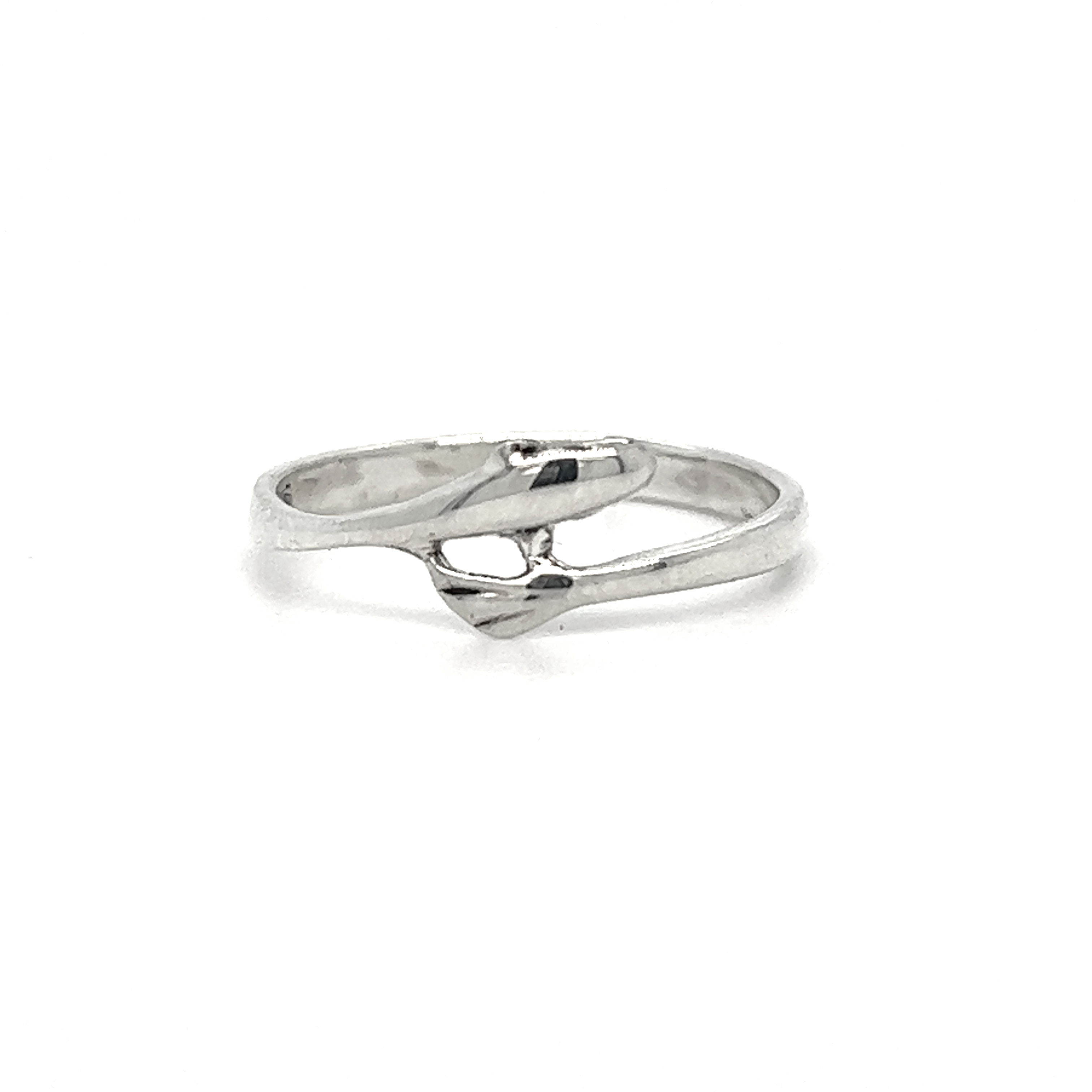 A Tiny Dolphin Ring with a diamond in the middle.