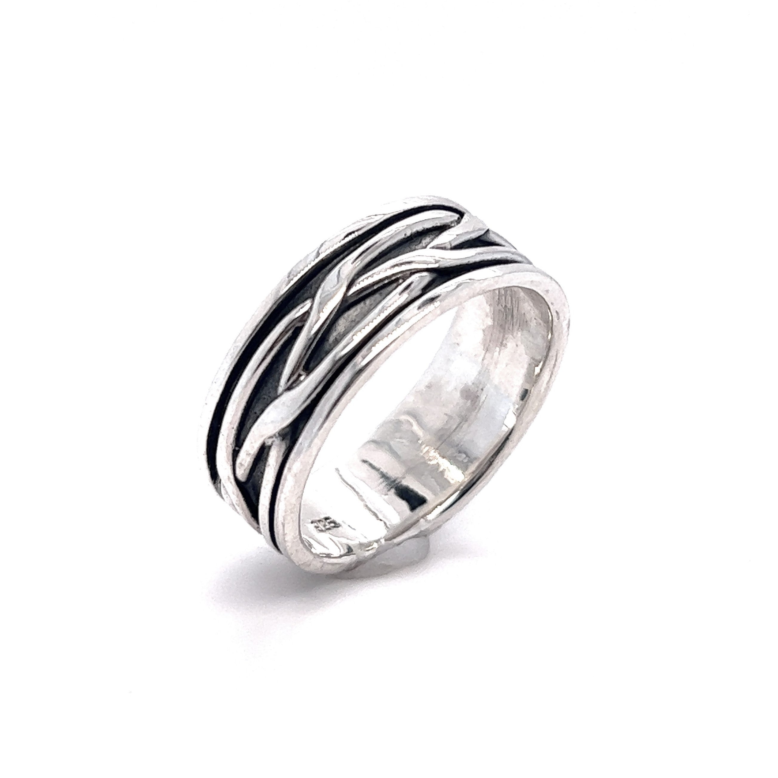 An edgy Thick Woven Band with black and white designs, perfect for a masculine look.