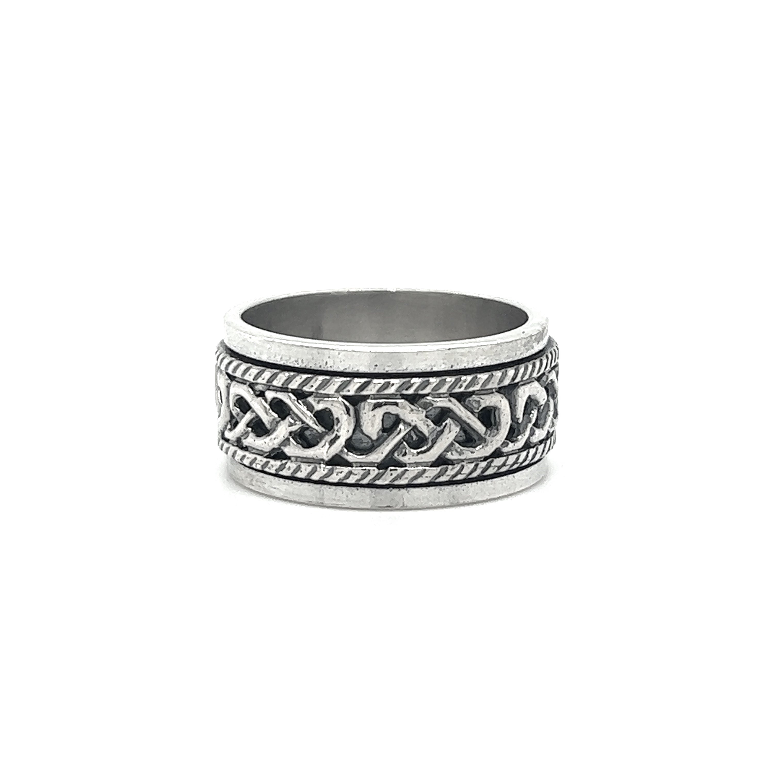 Unisex Celtic Braided Rope Oxidized Sterling Silver Spinner Ring on sale Size 10 By AE