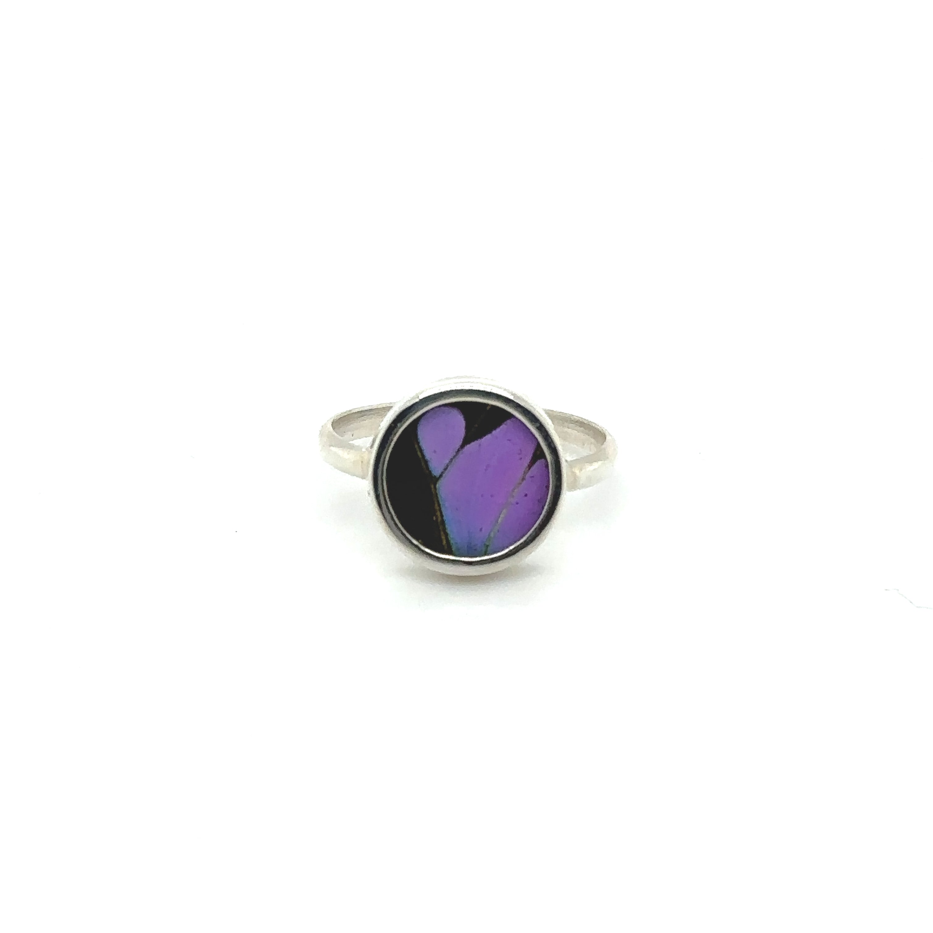 A Butterfly Wing Ring in Circle Shape with a colorful stone.
