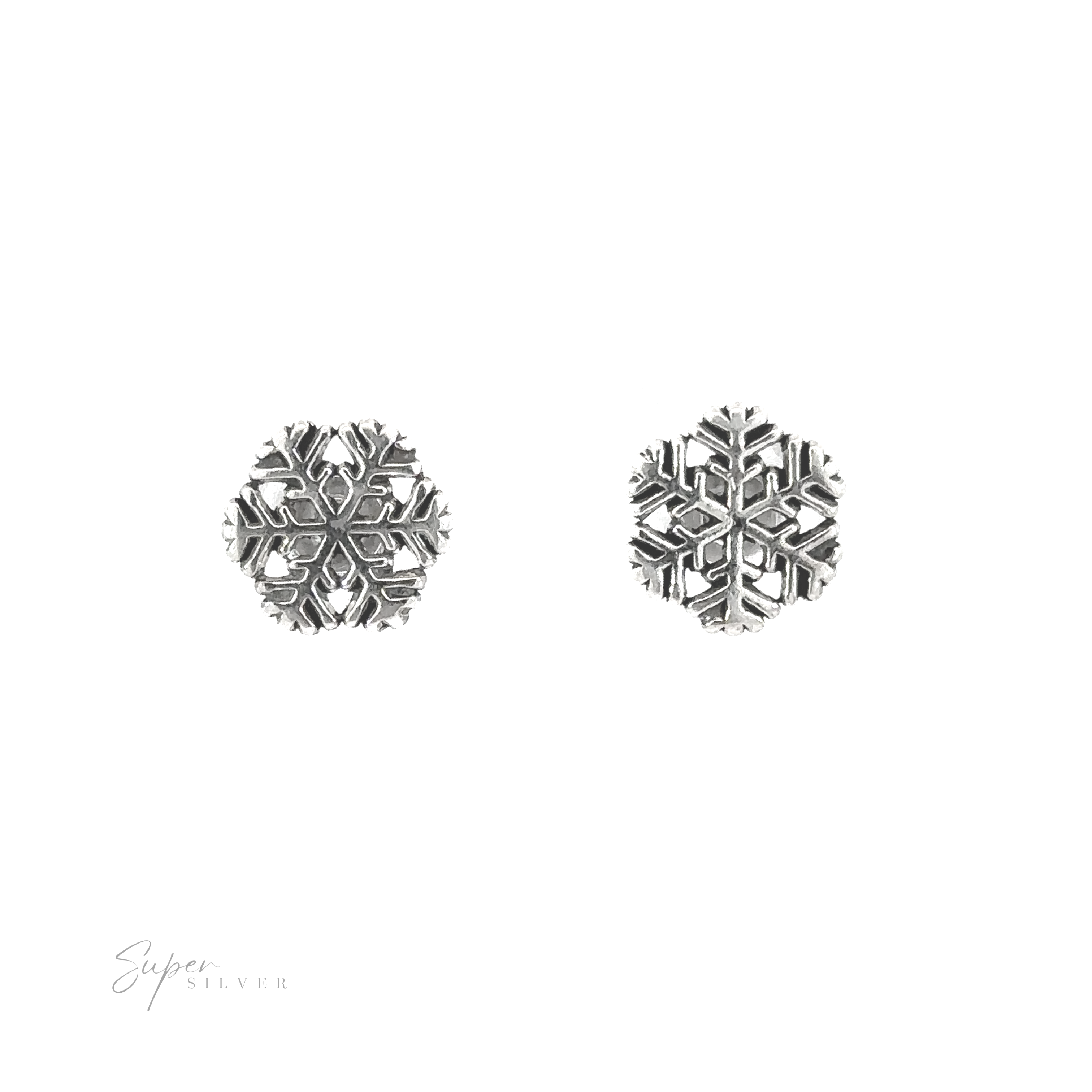 Two Delicate Snowflake Studs, perfect for adding a touch of winter wonder to any outfit.