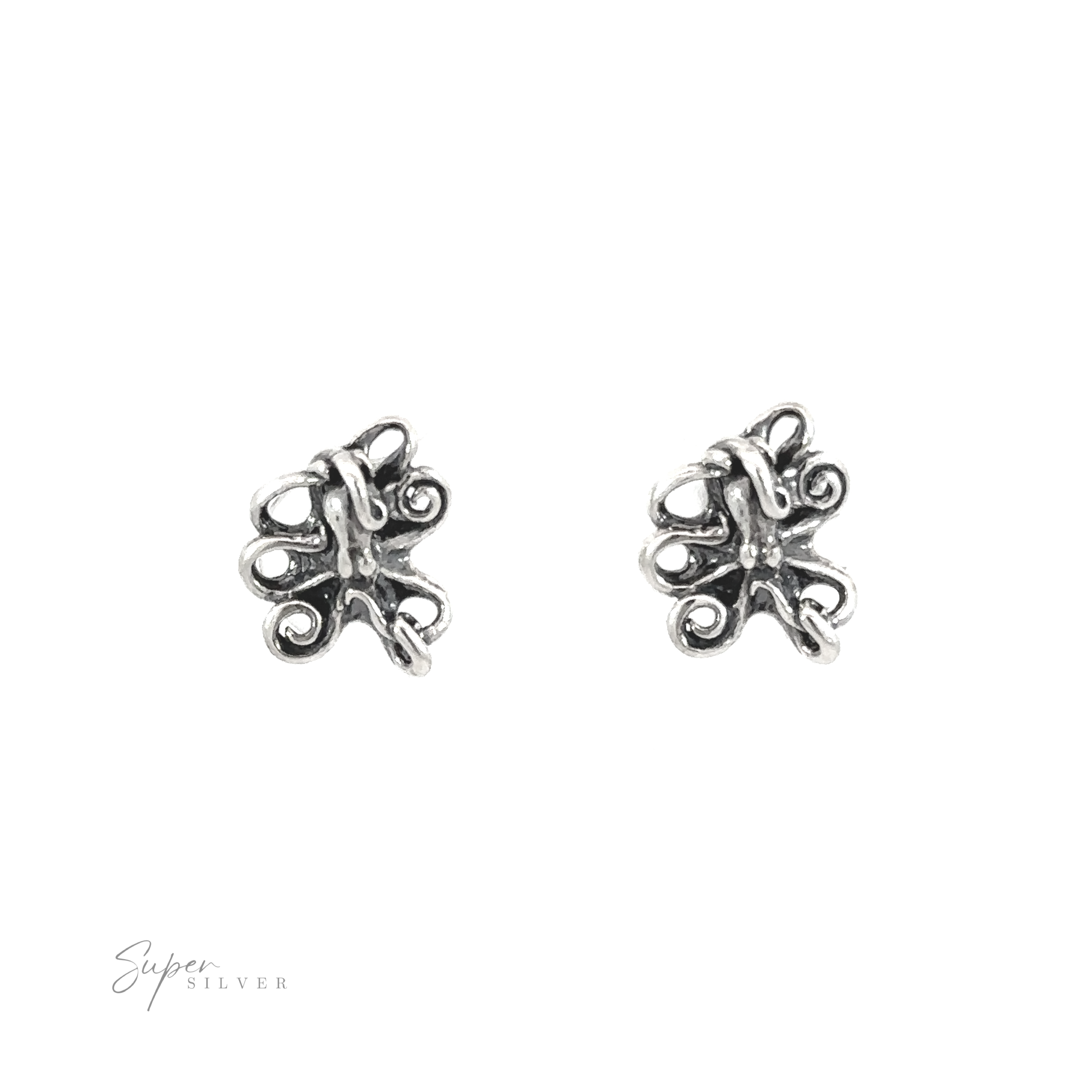 A pair of Intricate Octopus Studs featuring an octopus design.