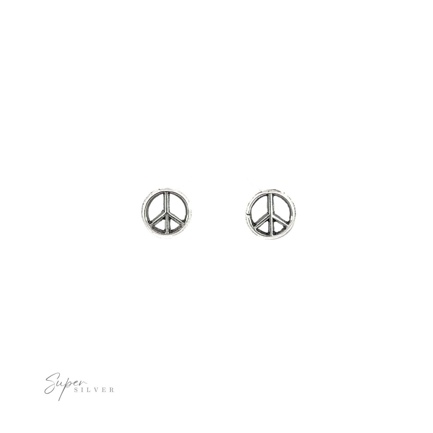 
                  
                    A pair of Peace Sign Studs on a white background, symbolizing tranquility.
                  
                