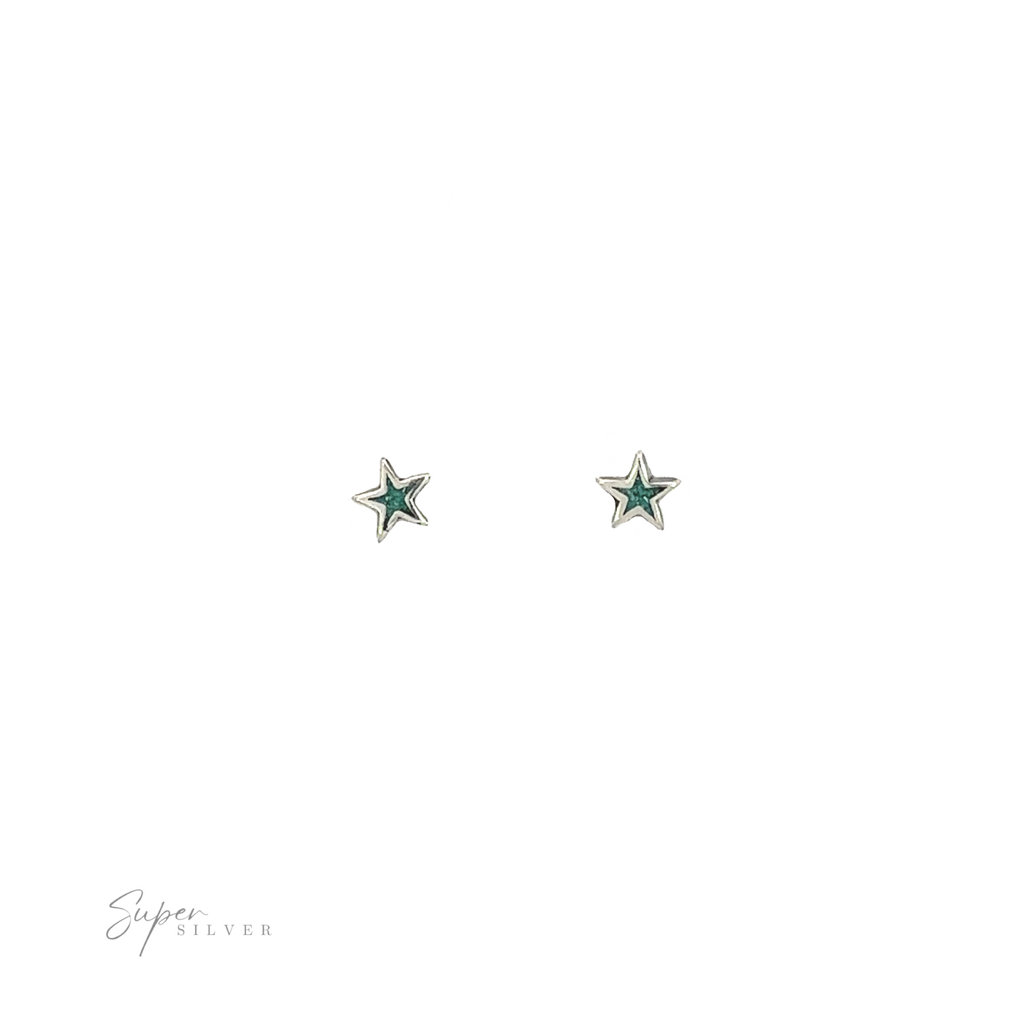 
                  
                    A celestial elegance pair of Tiny Turquoise Star Studs featuring turquoise gemstone on a white background.
                  
                