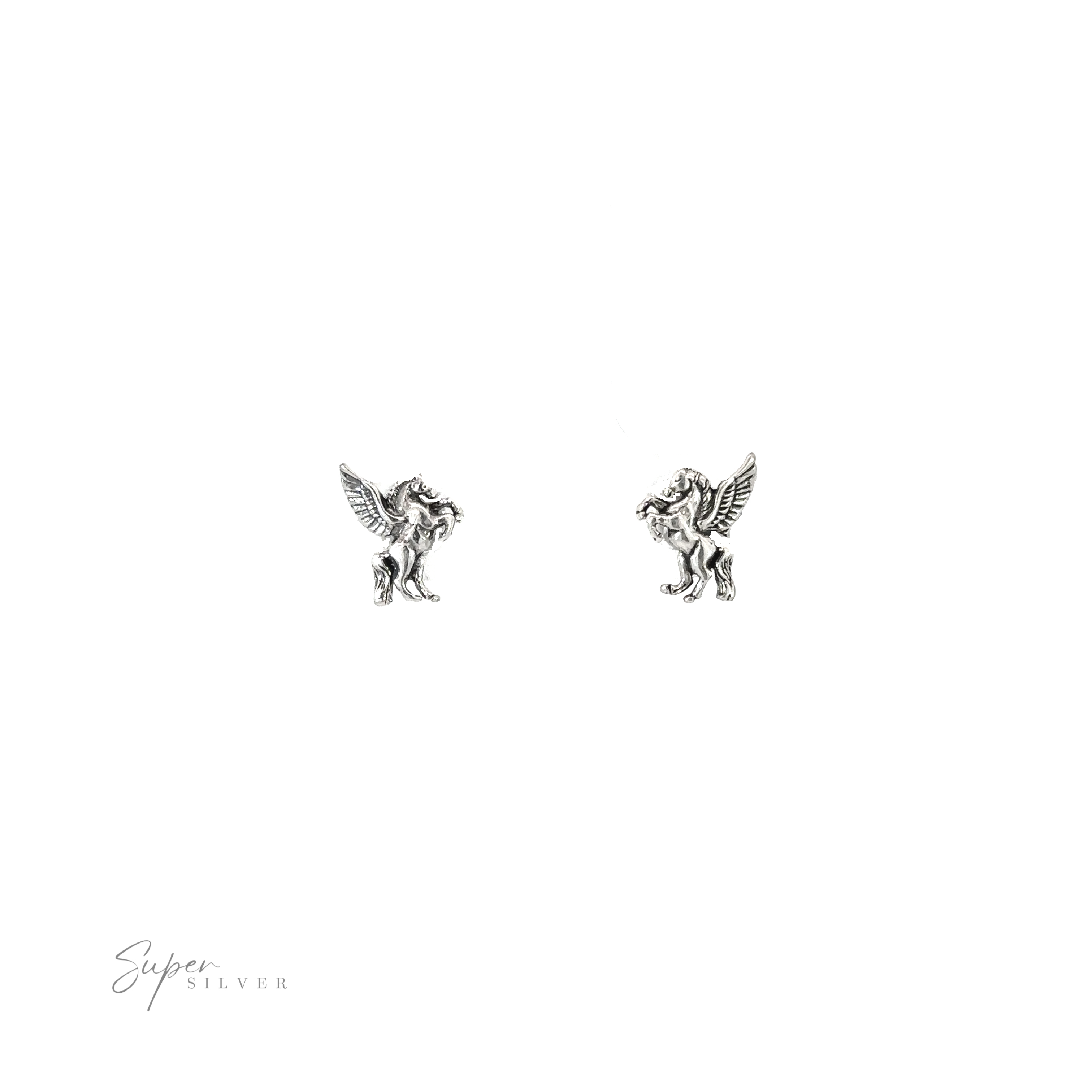 A pair of Pegasus Studs with angels on them.