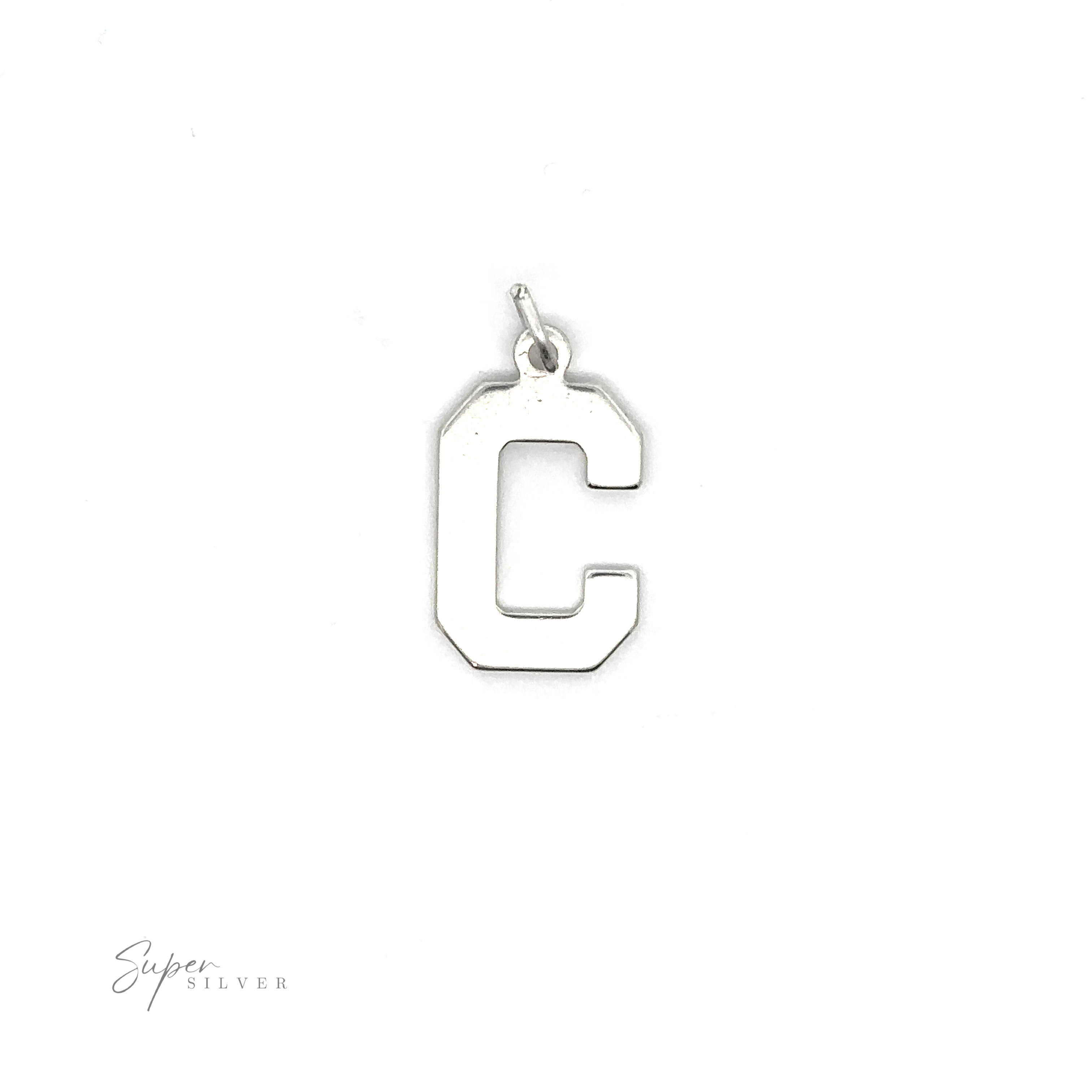 This .925 Sterling Silver charm features the letter c, offering a stylish way to personalize jewelry with Alphabet Charms.