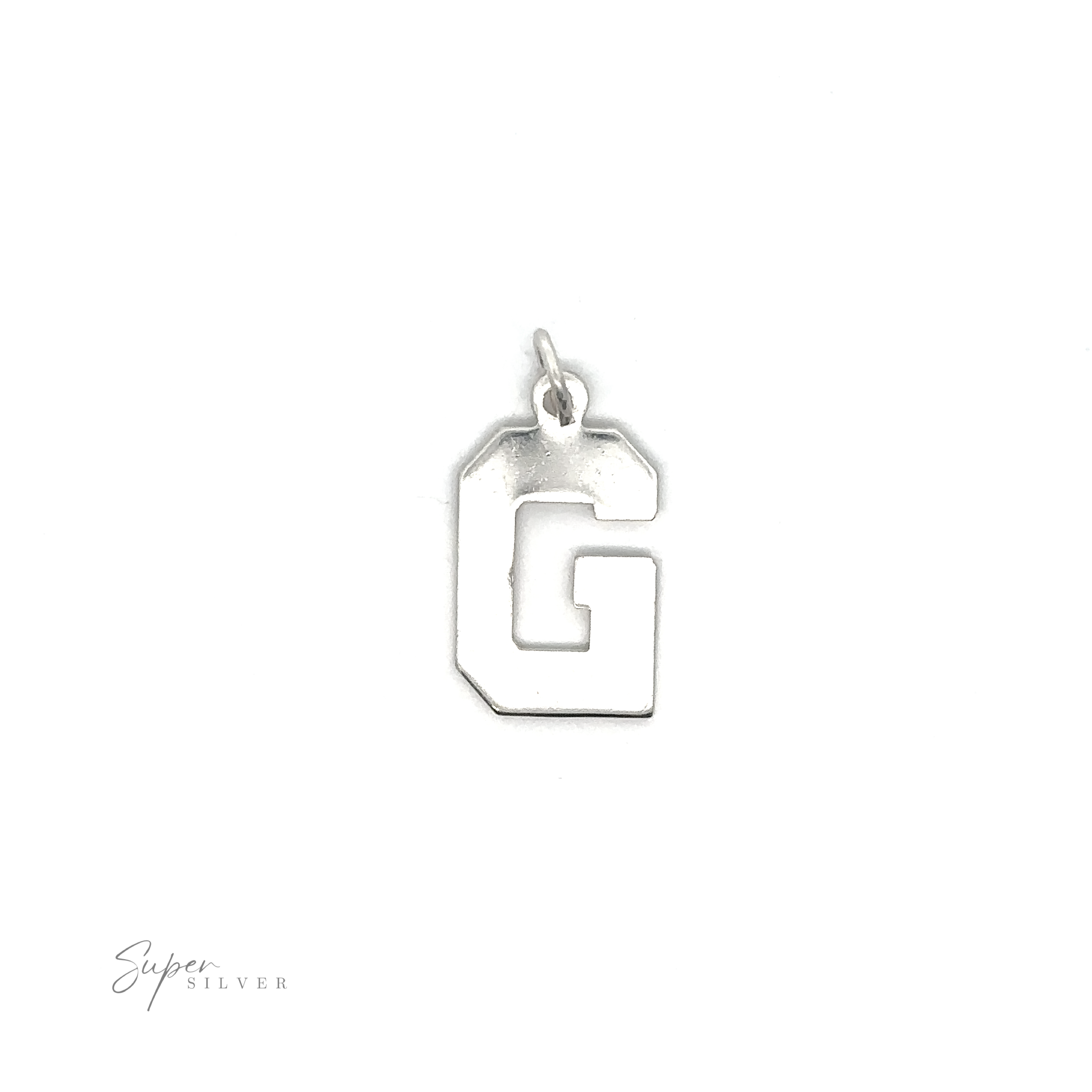 A .925 sterling silver Alphabet Charms with the letter G, perfect for personalization.