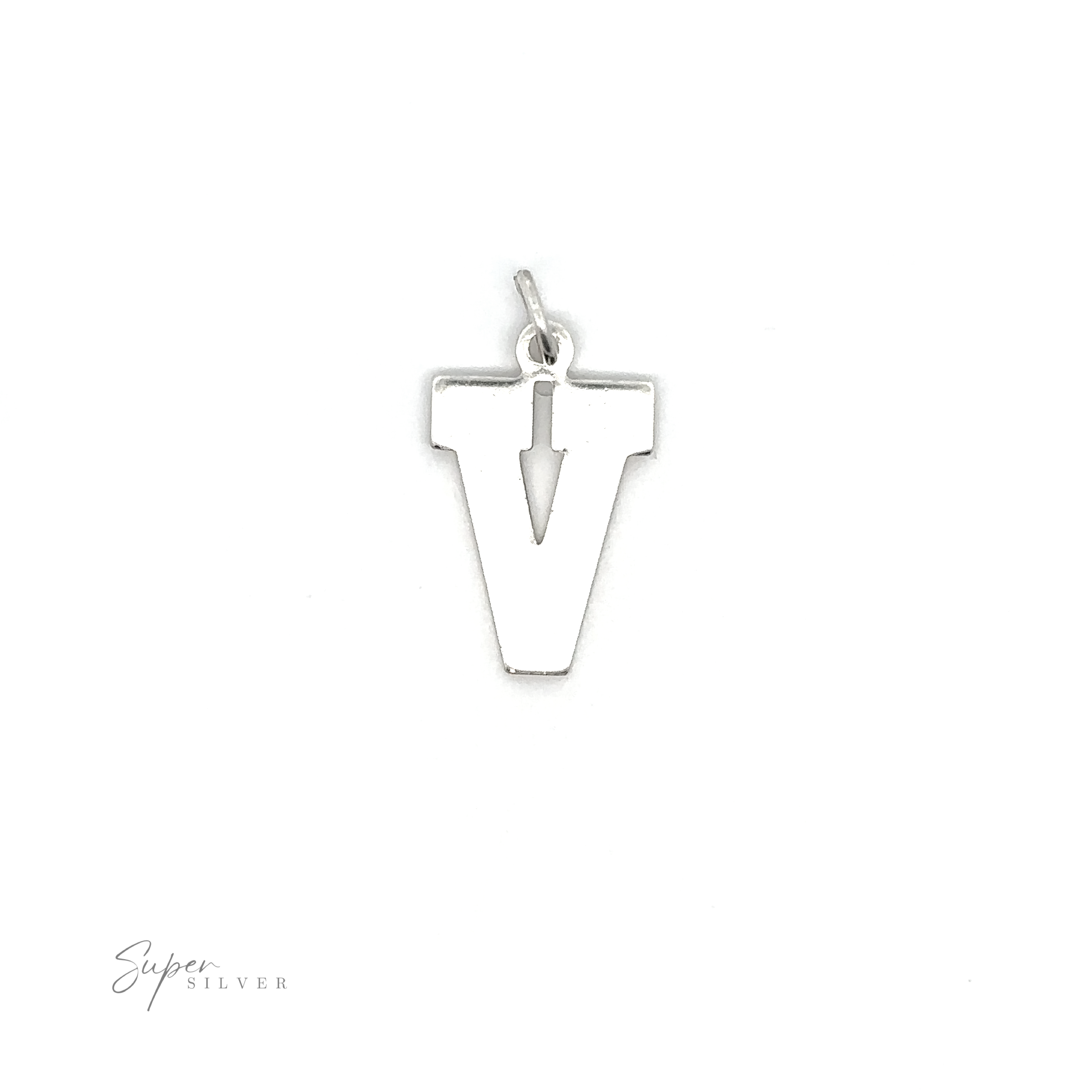 A silver Alphabet Charms on a white background.