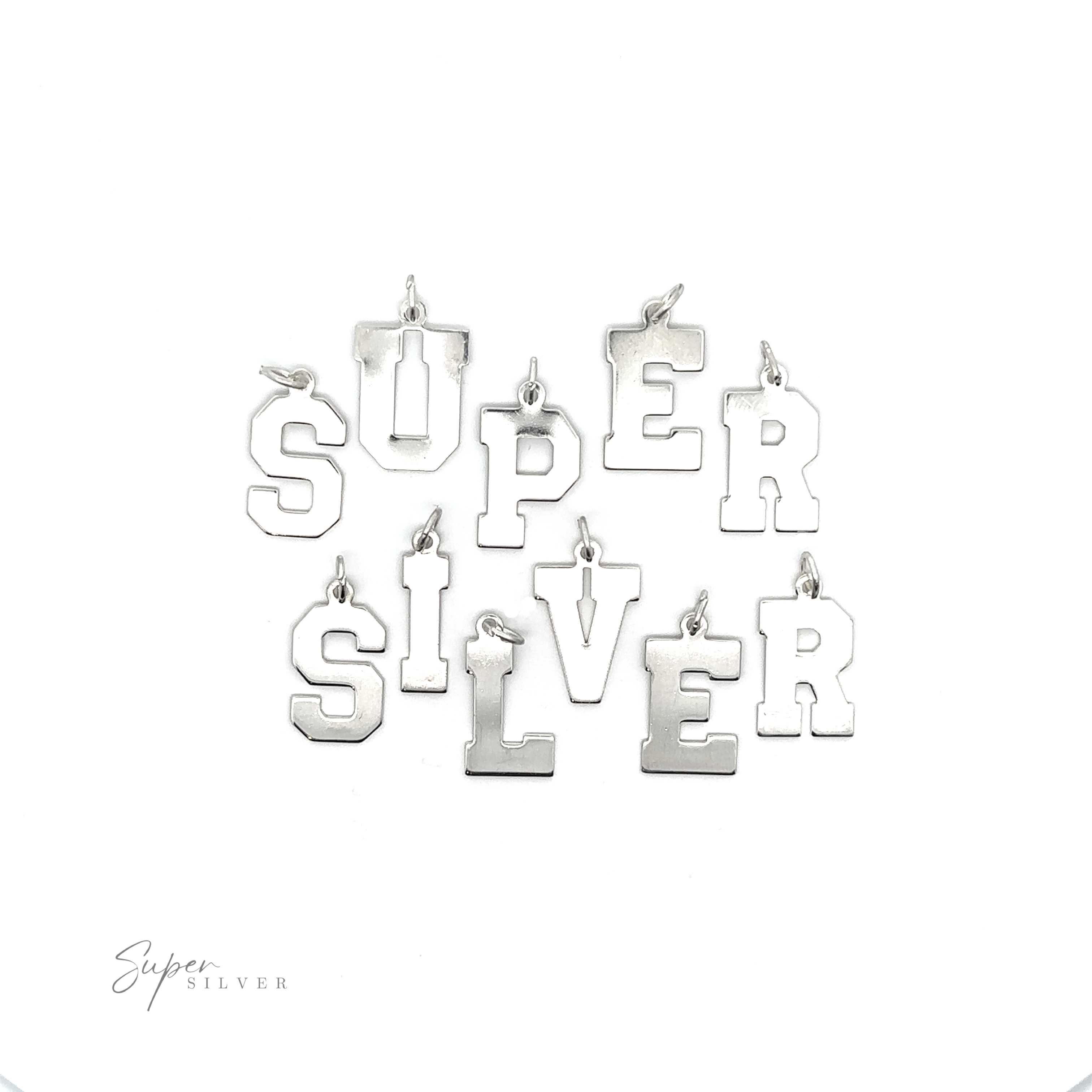 Create a personalized and stylish look with this set of .925 sterling silver Alphabet Charms. Spell out "super silver" and showcase your love for all things shiny and precious.