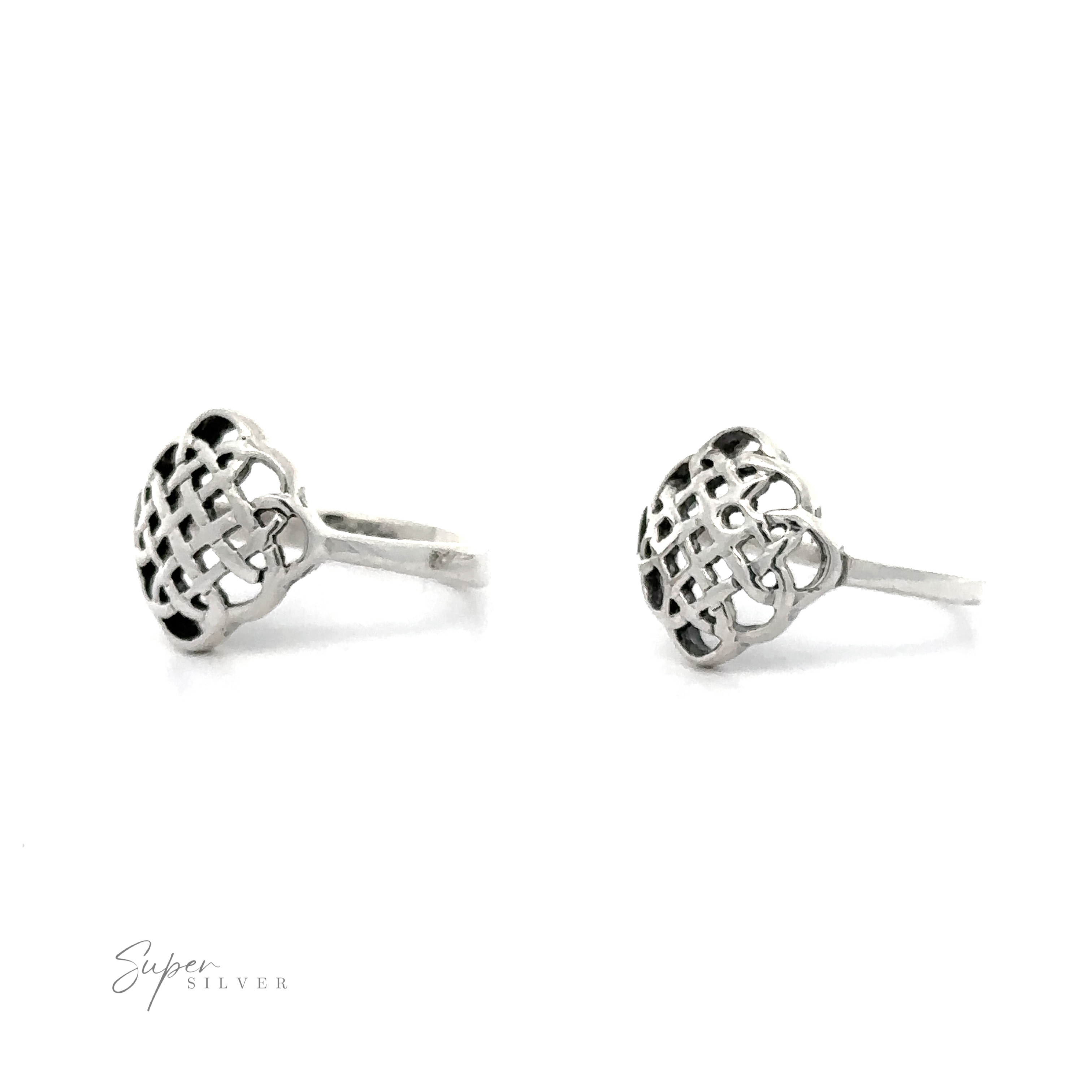 Beautiful Silver Celtic Knot Ring is on a white background.