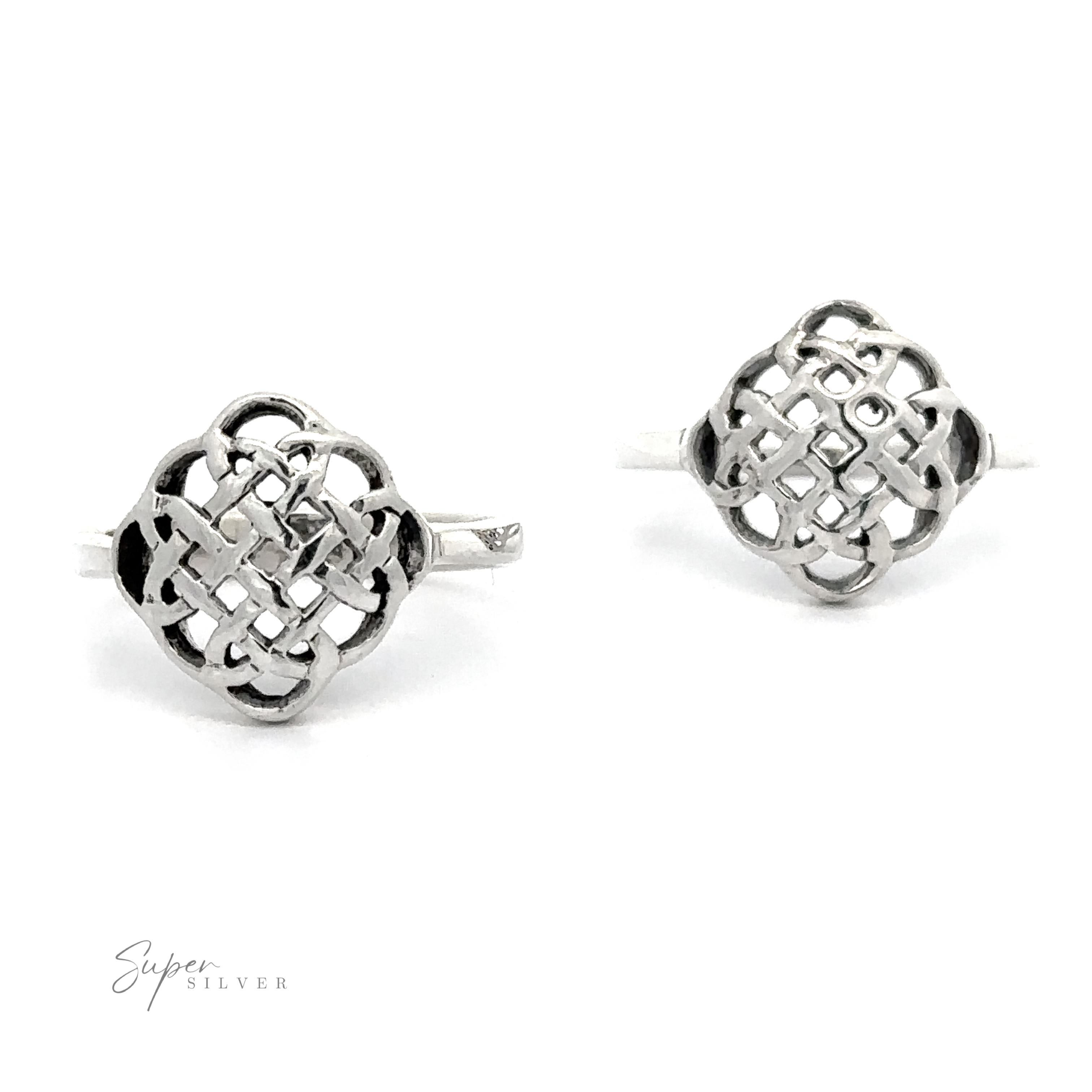 A pair of Beautiful Silver Celtic Knot Rings.