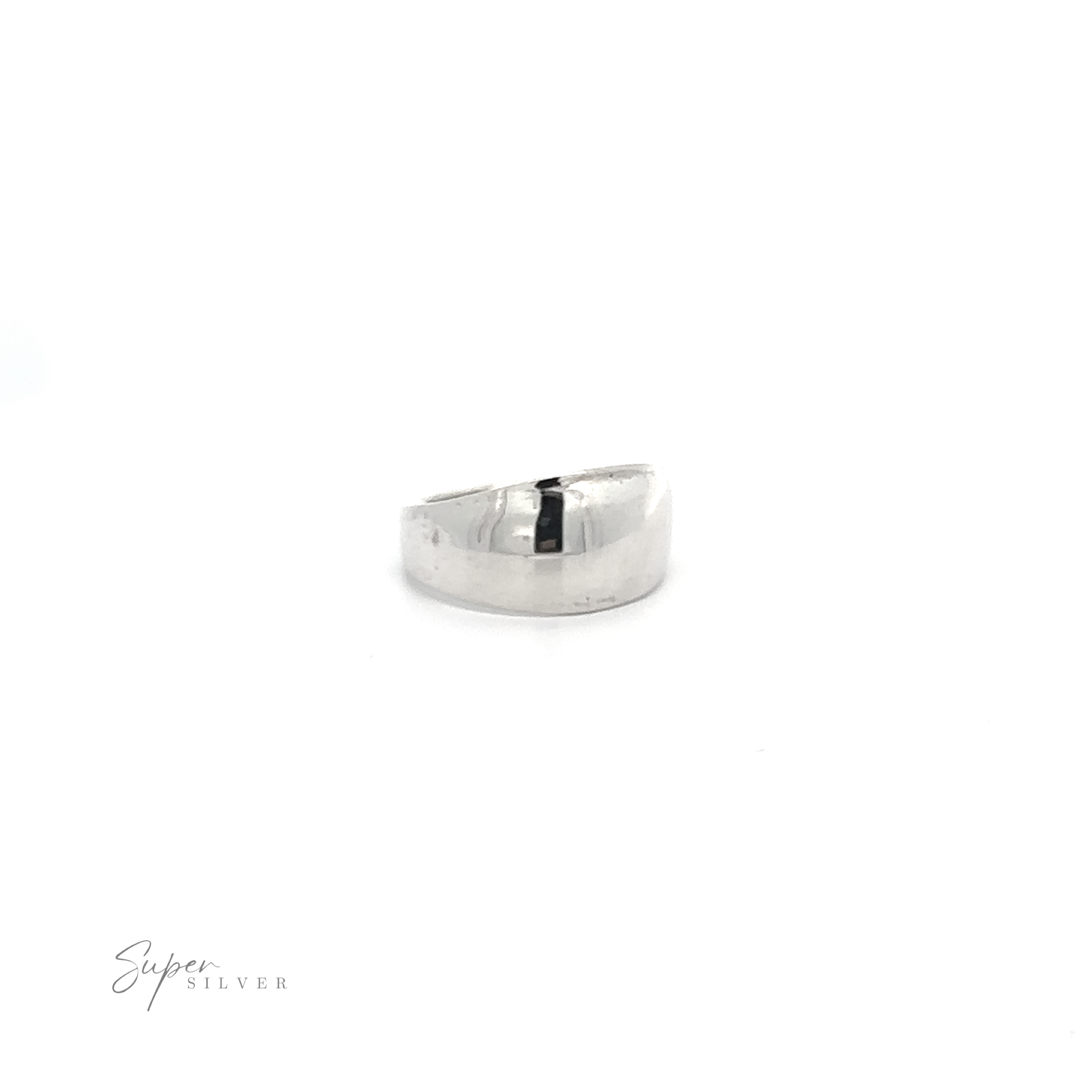 A minimalist design of a Silver Dome Ring on a white background.