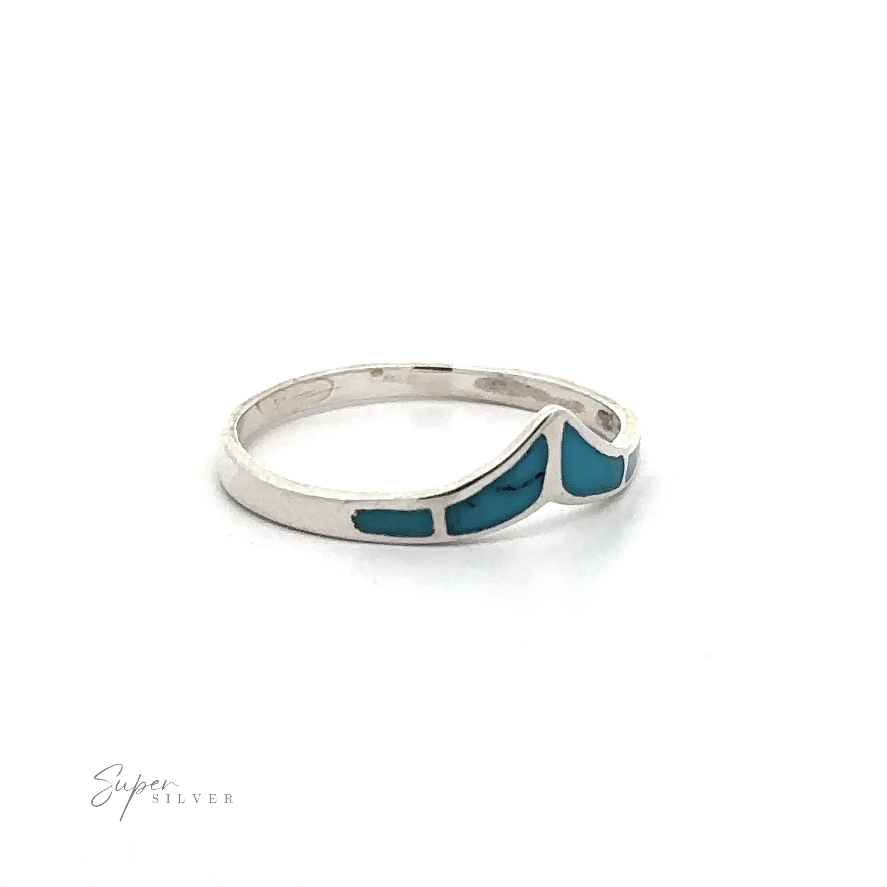 A trendy Chevron ring with inlaid stones.