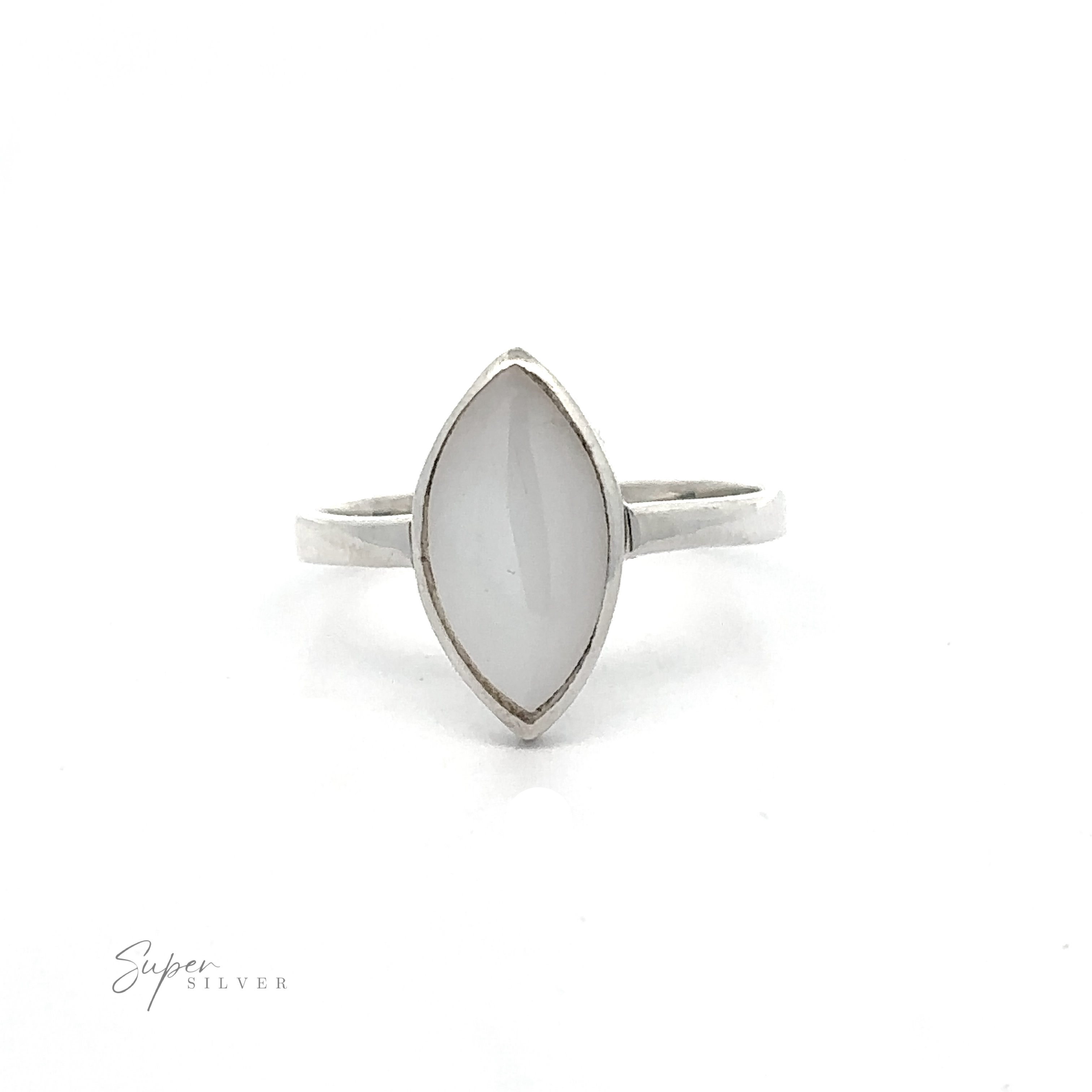 A Classic Marquise Inlaid Stone Ring on a flattering white background.