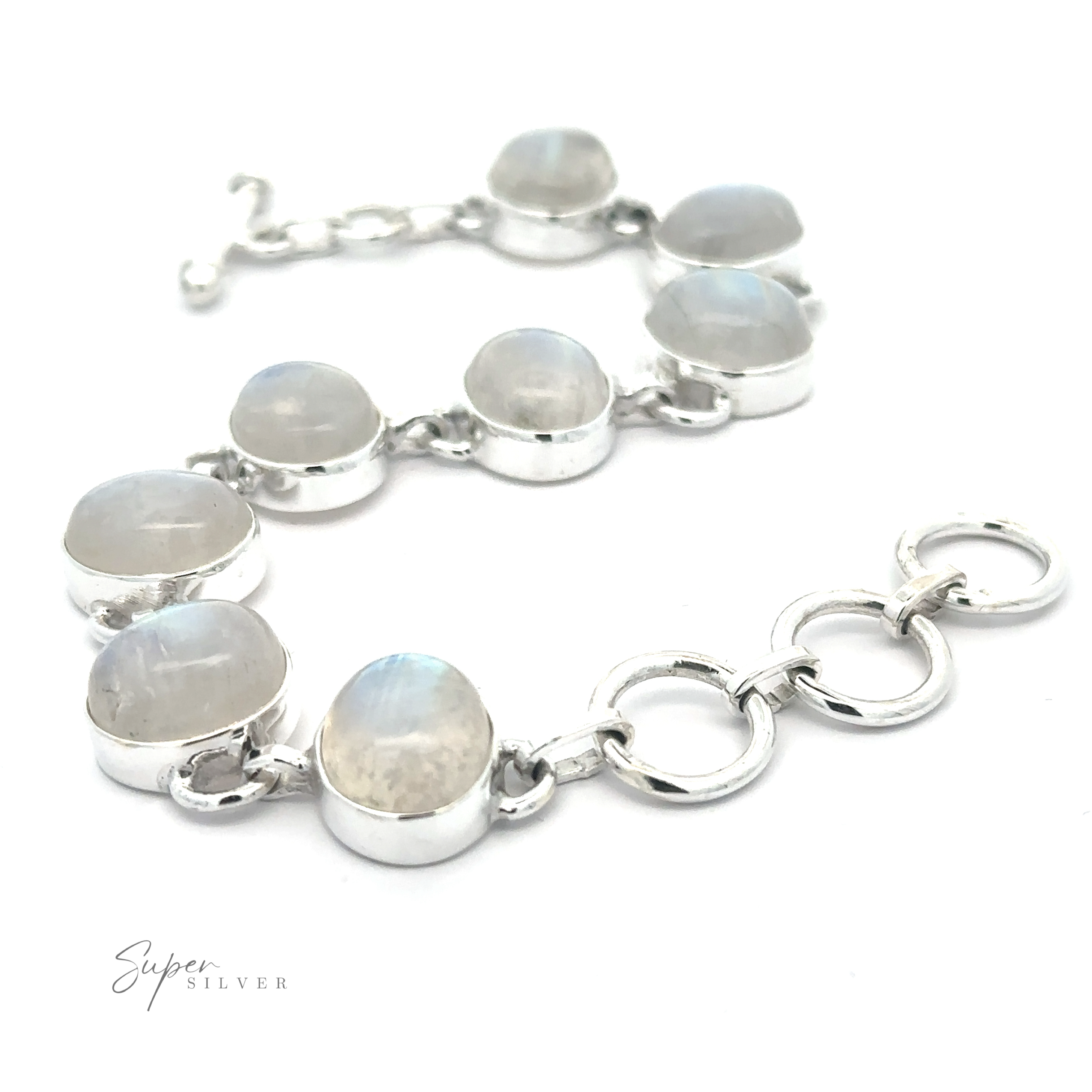 Statement Oval Gemstone Bracelet featuring labradorite gems set in simple mounts, displayed on a white background.