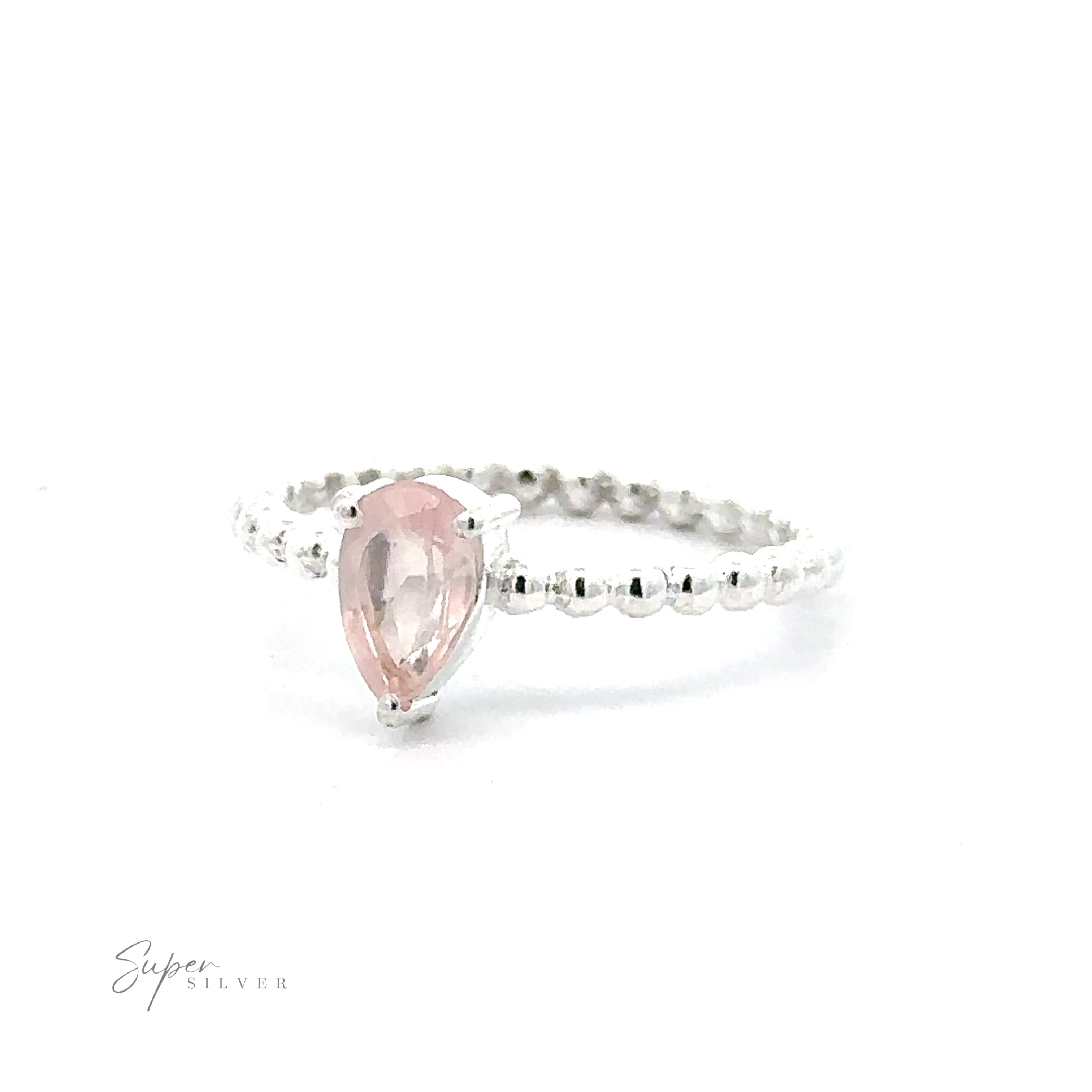 Sparkling Teardrop Gemstone on Beaded Band displayed against a white background.