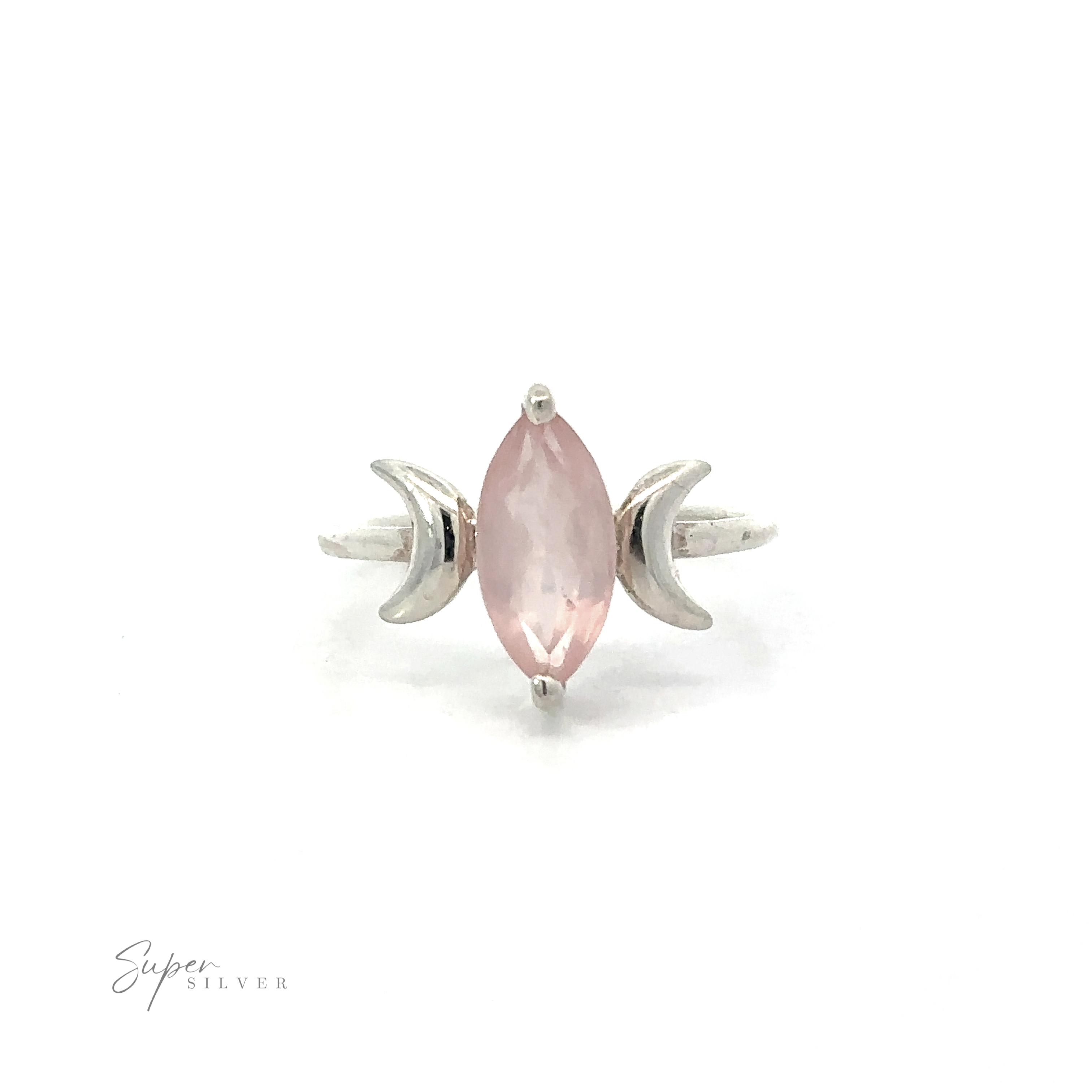 Online Only Exclusive Rose Quartz Ring featuring a marquise-cut rose quartz gemstone flanked by barbed wire-like accents, displayed against a plain white background.