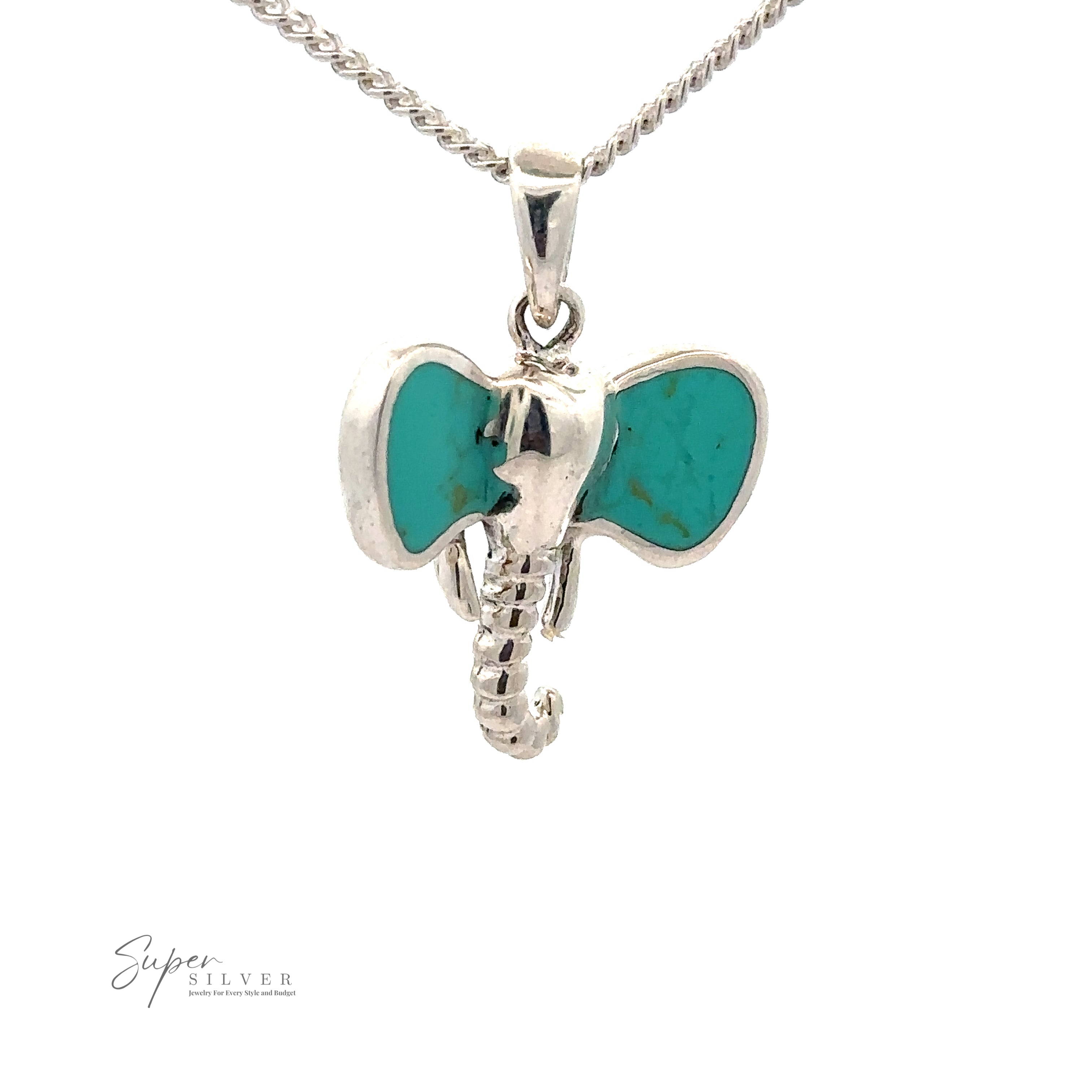 Elephant Head Pendant With Stone.
