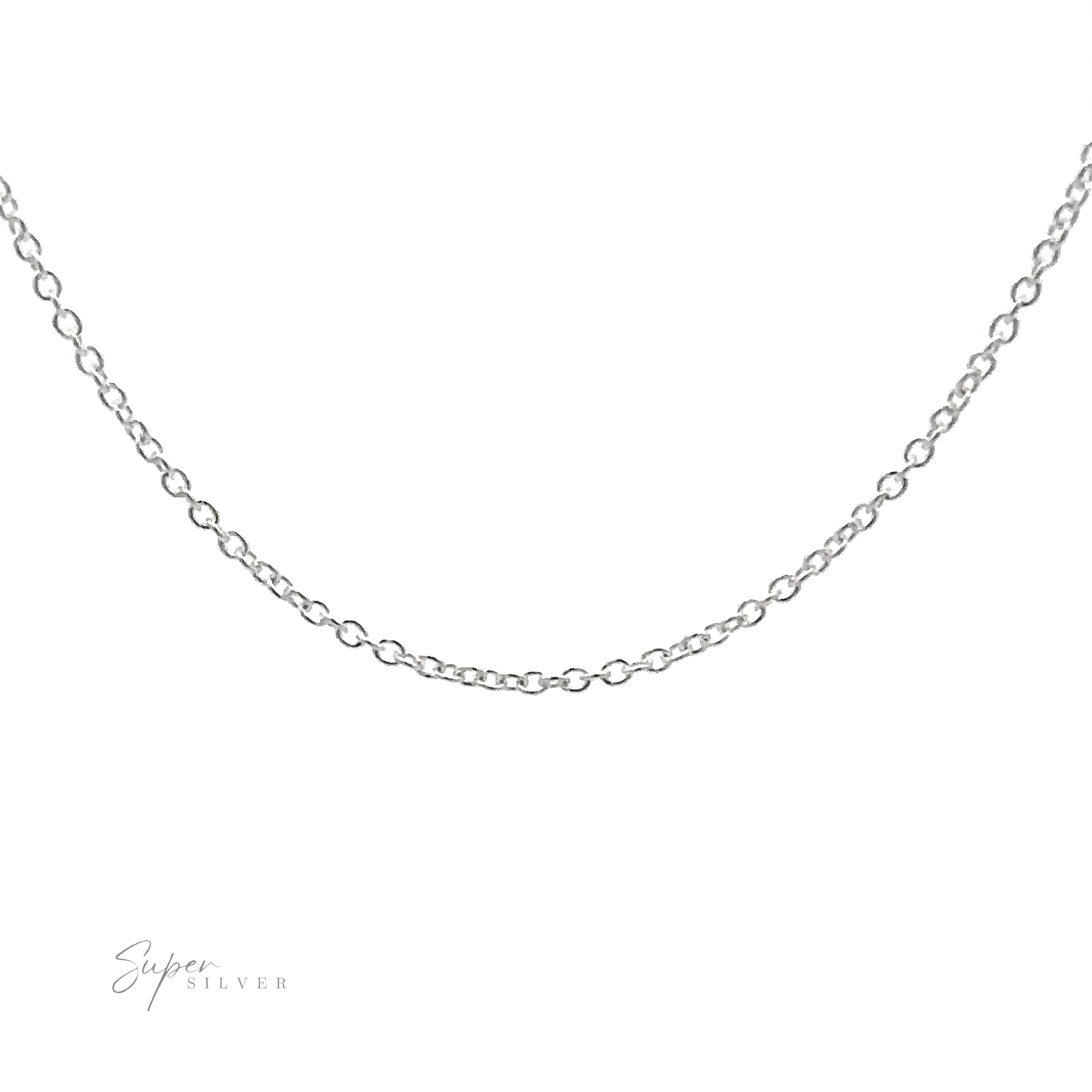A close-up image of a simple yet stylish .925 Sterling Silver Dainty Cable Chain necklace on a white background. The dainty chain features small, round links strung together in a continuous pattern. The bottom left corner shows the text "Super Silver".