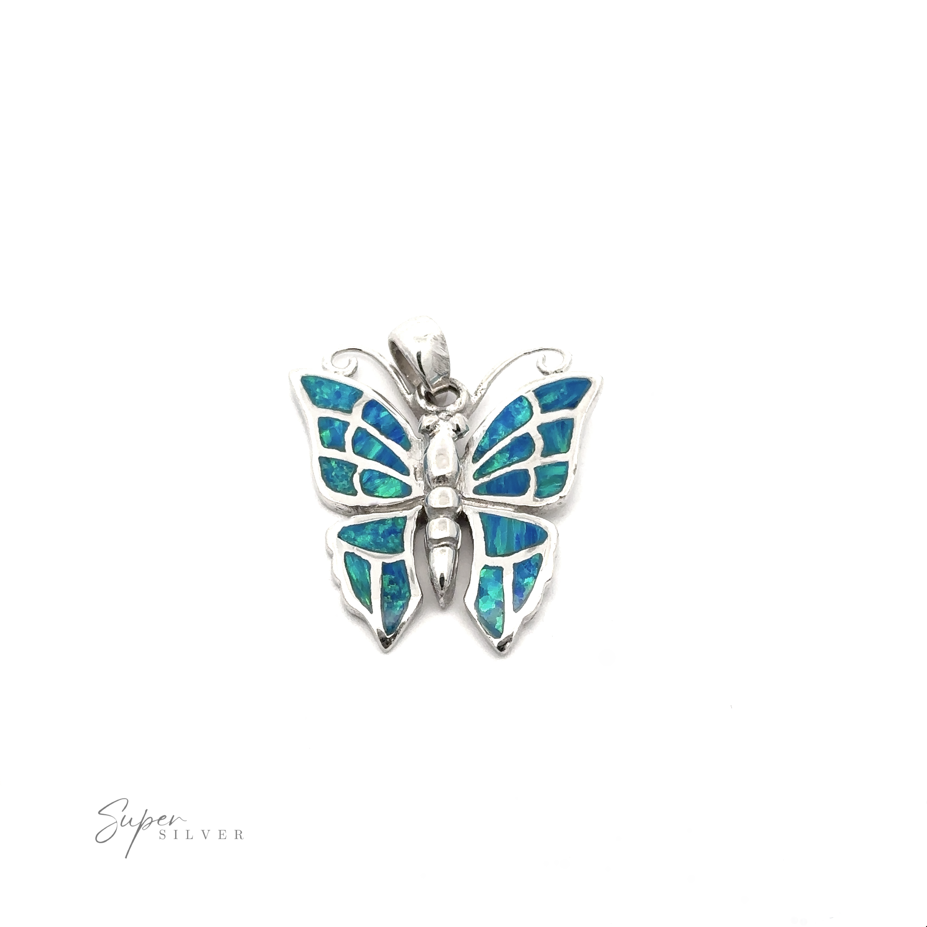 Lab-Created Opal Butterfly Pendant