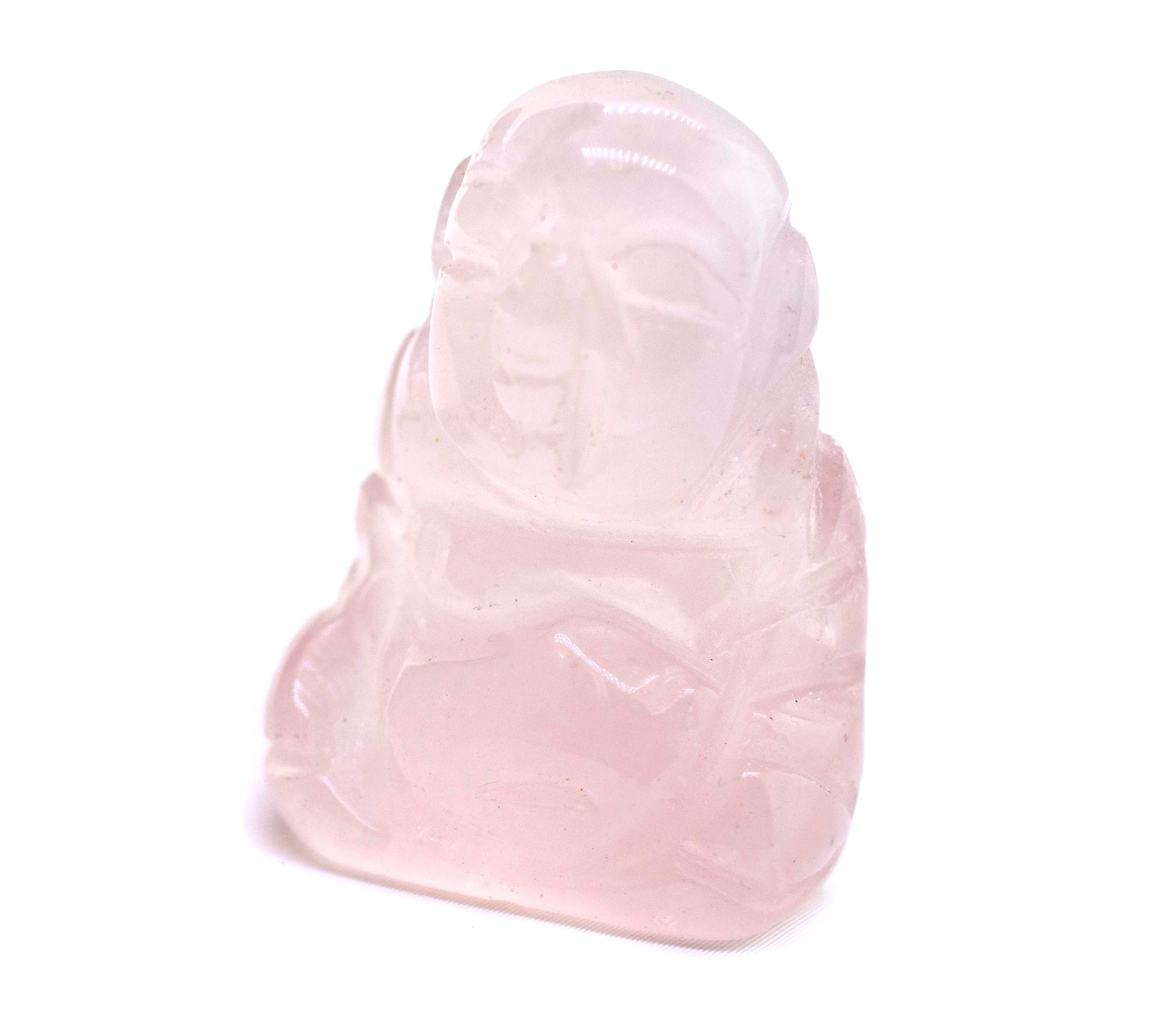 A Laughing Buddha Gemstone Figure on a white background, serving as a beautiful decor piece.