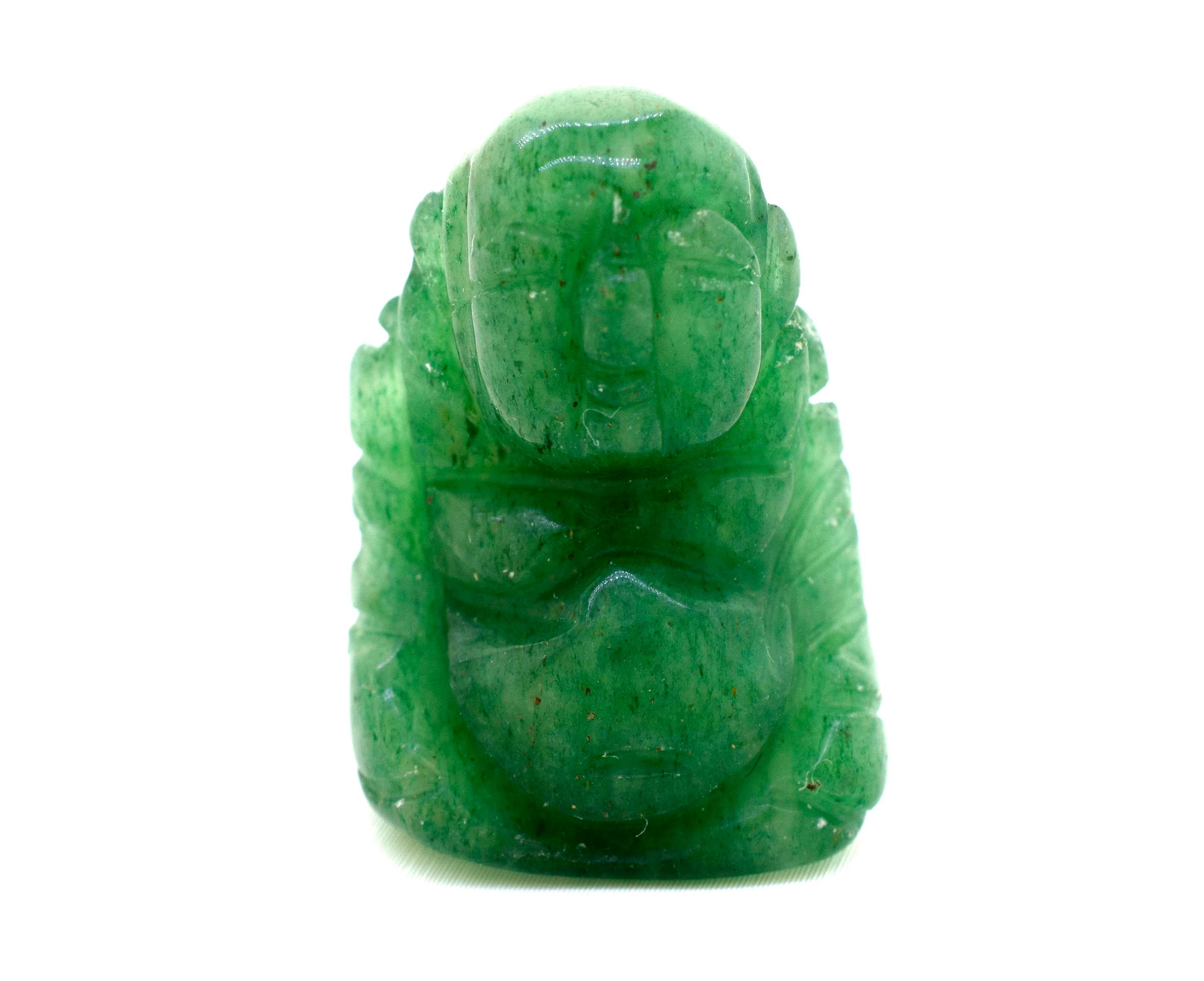 A Laughing Buddha Gemstone Figure on a white background.