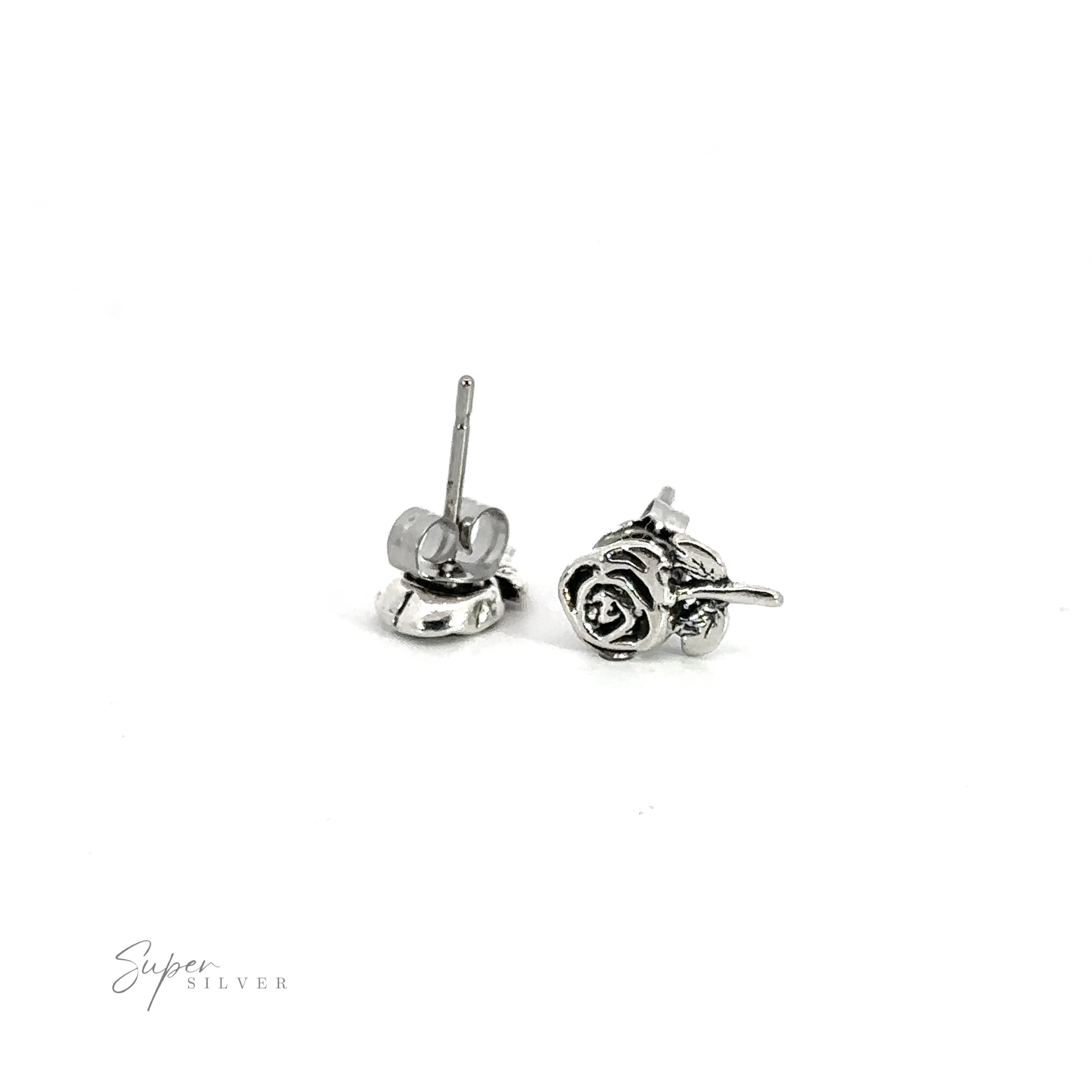 A stunning pair of Rose Studs, showcasing the delicate beauty of nature, against a crisp white background.
