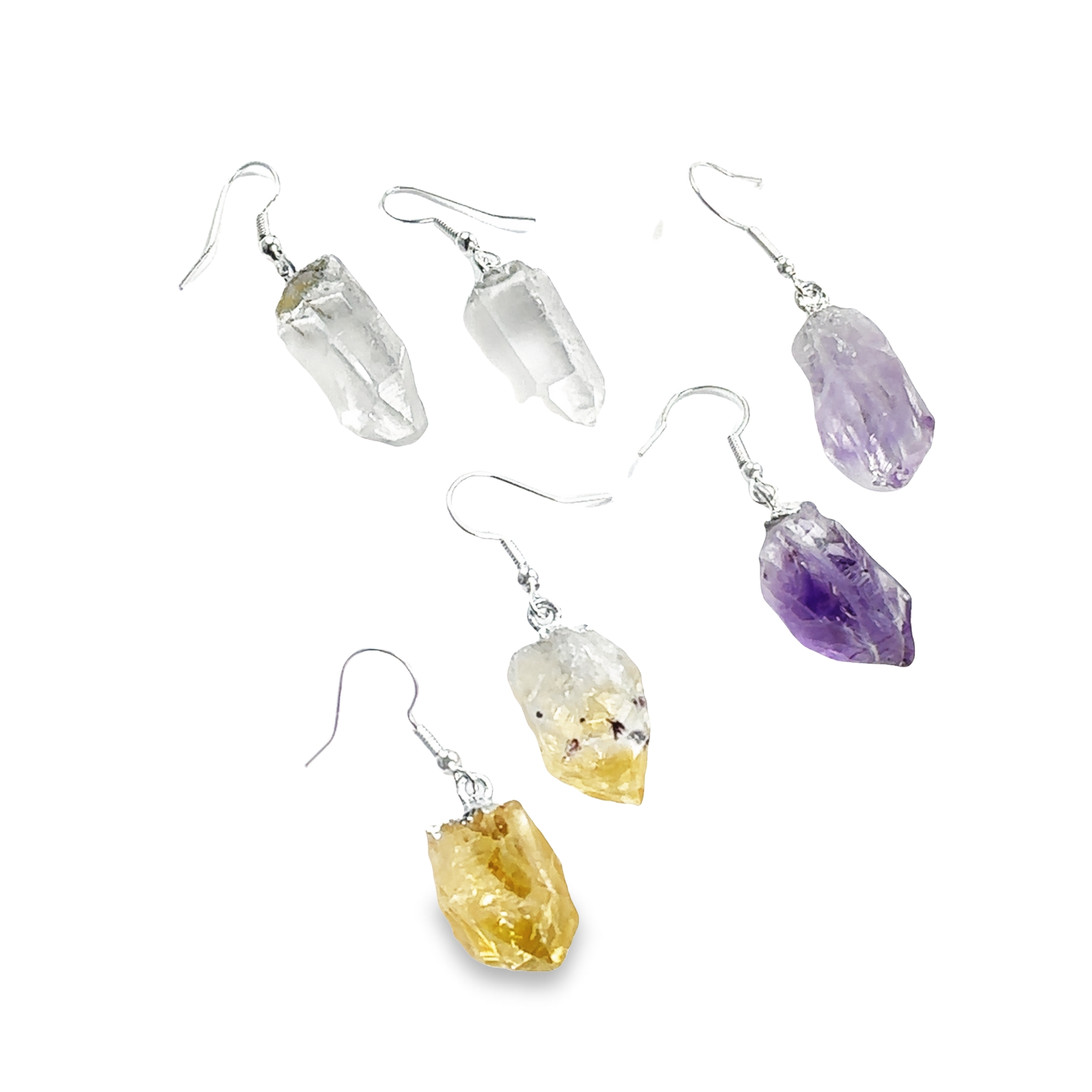 Simple Raw Crystal Earrings by Super Silver with a boho vibe.