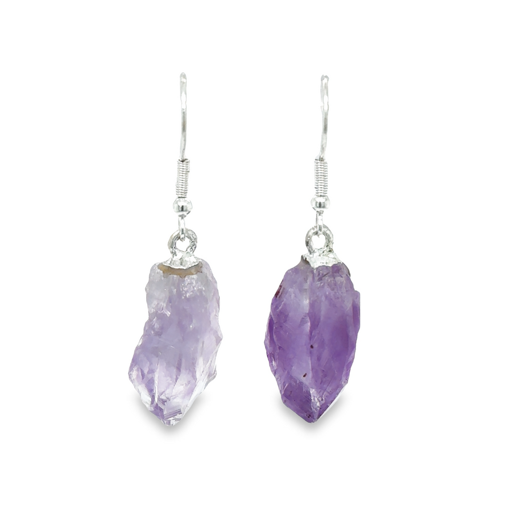 
                  
                    Simple Raw Crystal Earrings from Super Silver that exude a boho vibe with mesmerizing raw crystal dangles.
                  
                