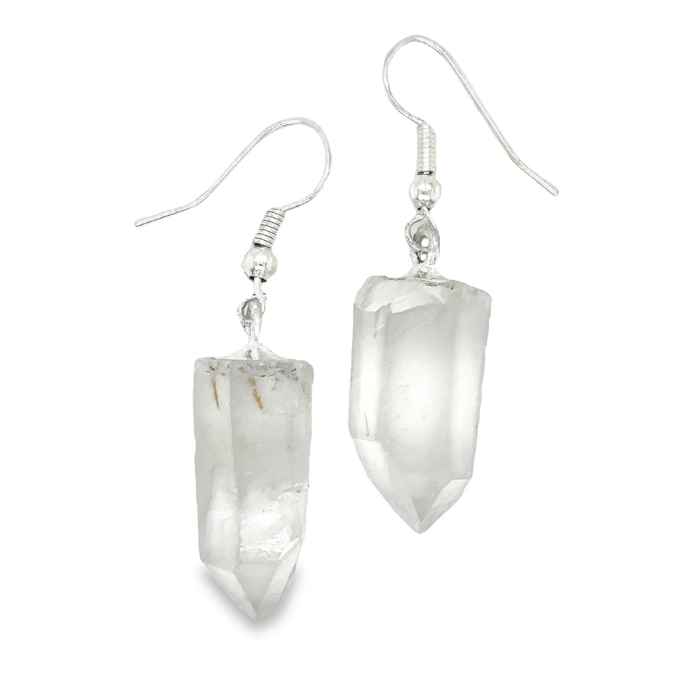 
                  
                    Super Silver's Simple Raw Crystal Earrings with a boho vibe on a white background.
                  
                